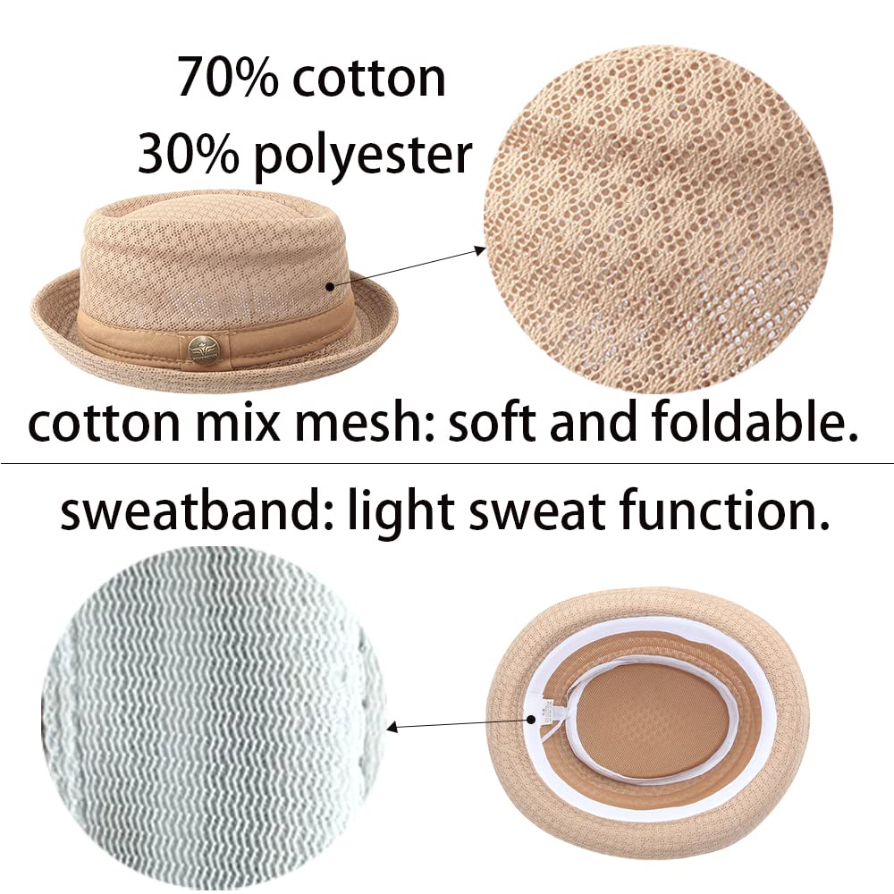 2/6 Pc Summer Mesh Pork Pie Hat 1920S Costume Party Cap for Men Women Unisex