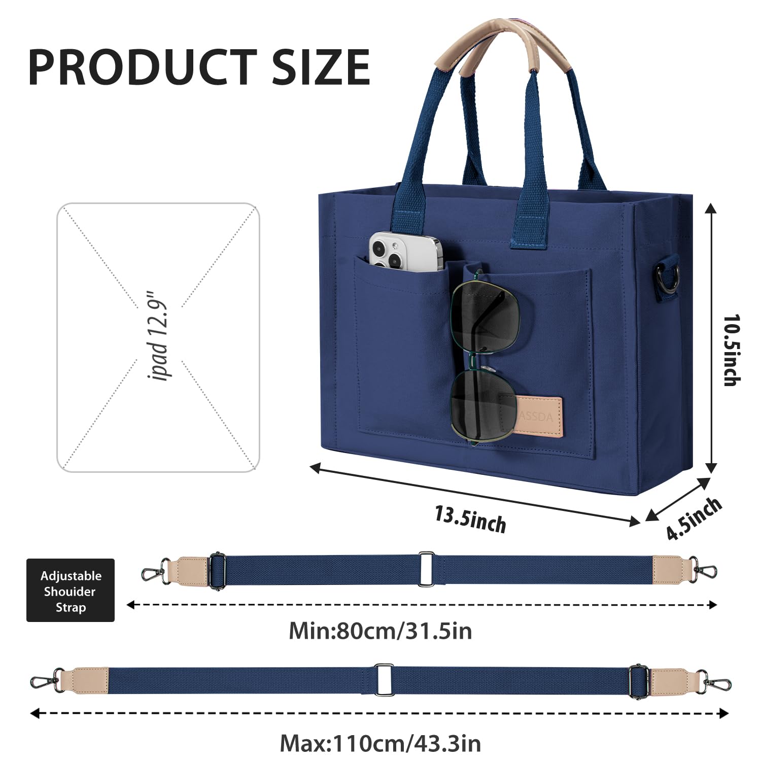 Tote Bags for Women Canvas Tote Purse Crossbody with Pockets Top Handle Shoulder Satchel Bag for Women