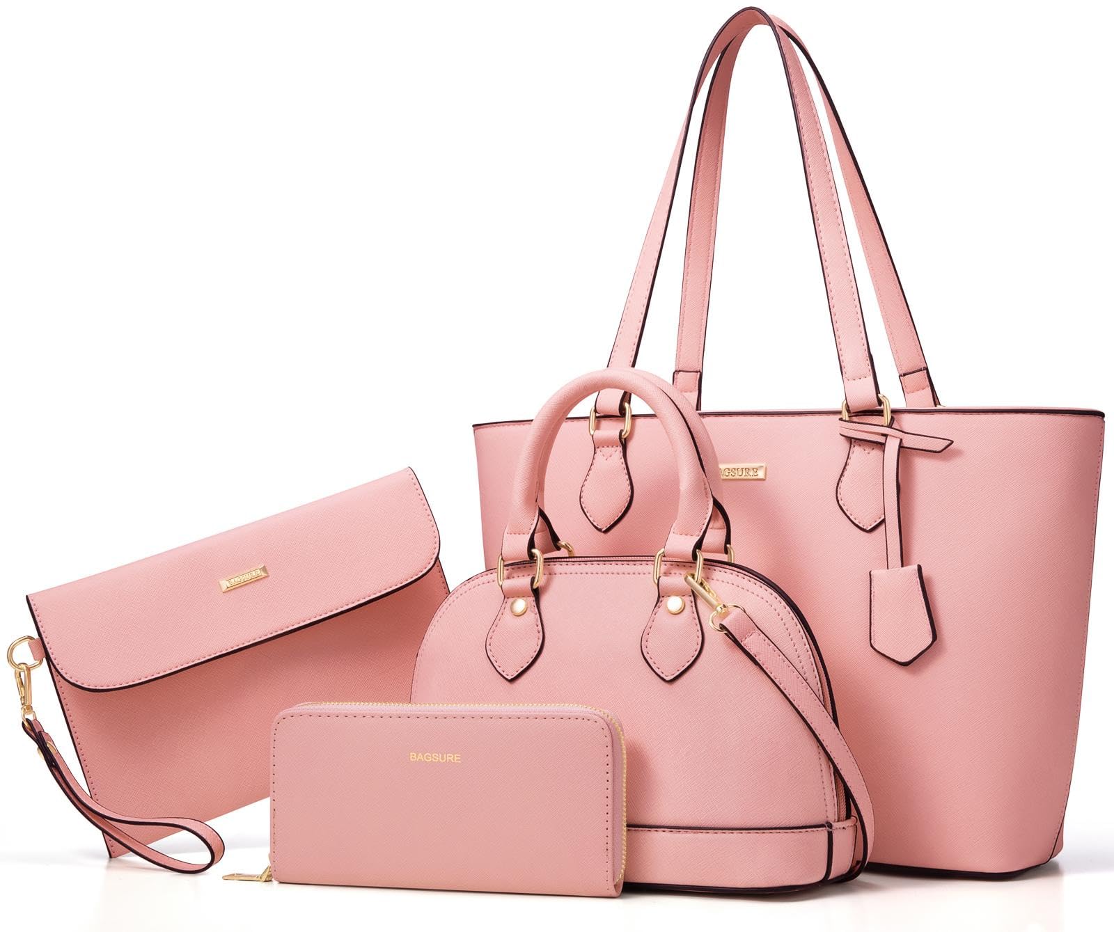 4PCS Women Fashion Handbags Purses Wallet Shoulder Bags Casual Tote Bag Crossbody Bags, Handbag Set Gift for Ladies Girls