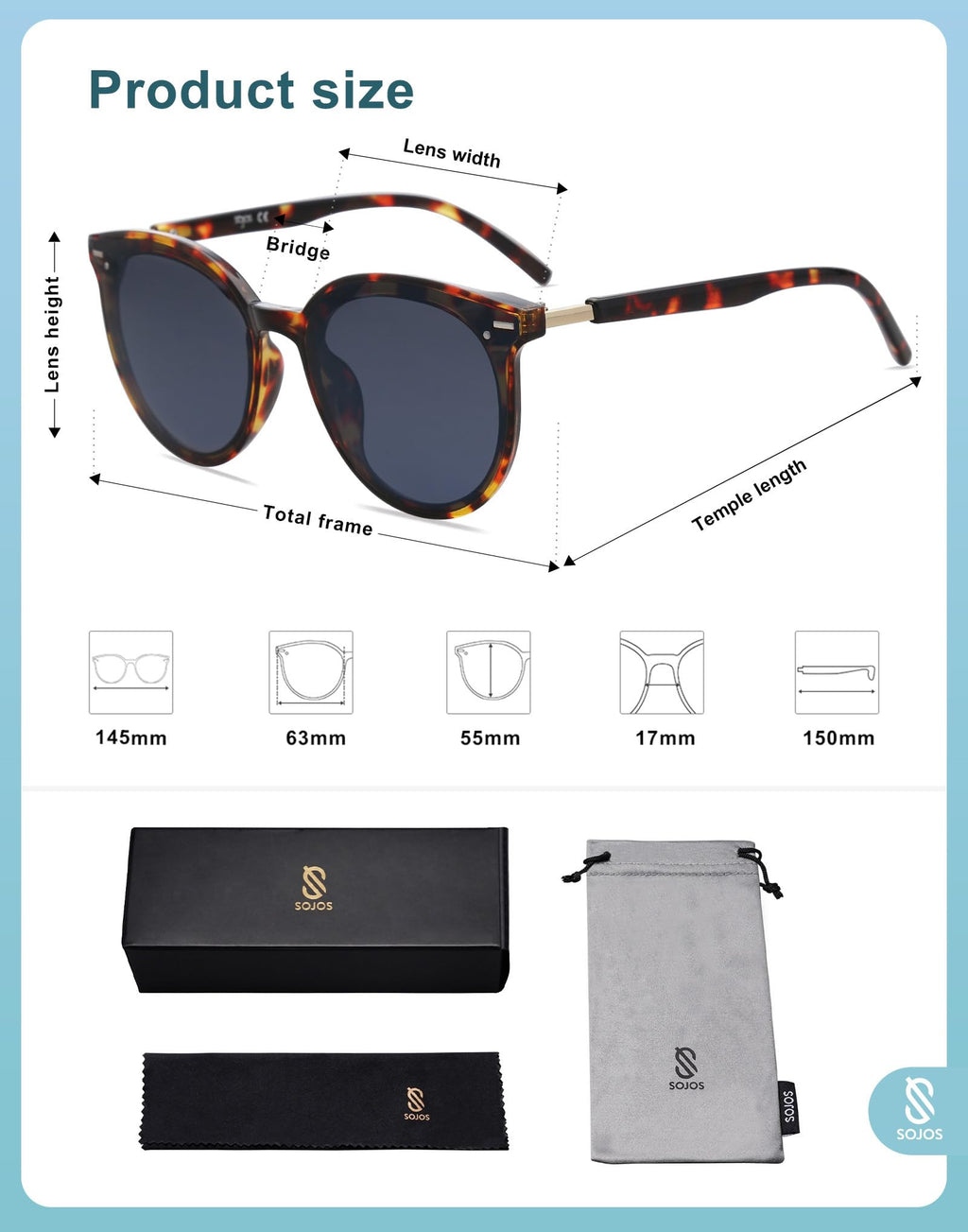 SOJOS Sunglasses Womens Trendy 2025 Classic Round Retro Vintage Shades Large Frame Sunnies SJ2067