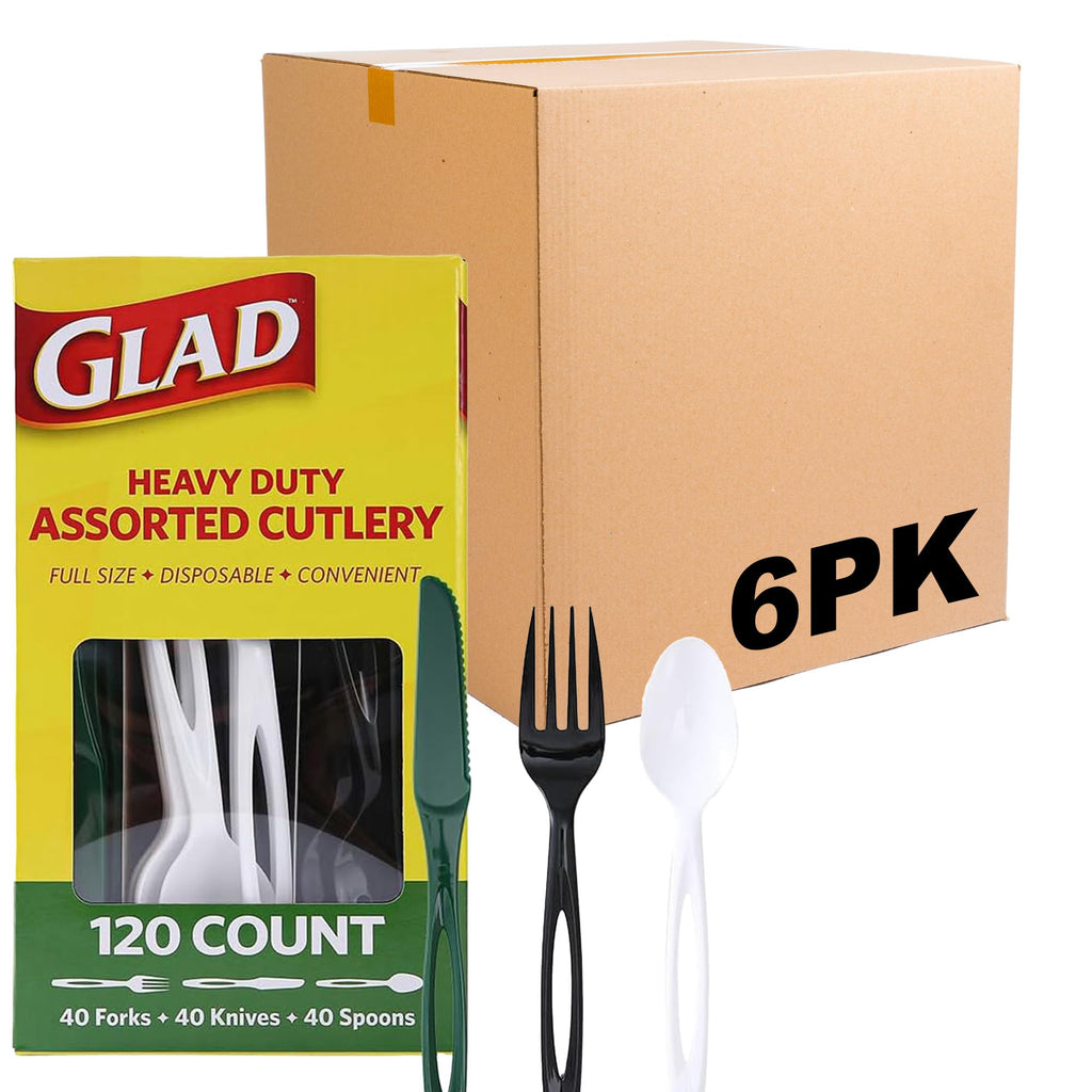 Glad Disposable Cutlery Set - Clear Heavy Duty Plastic Forks, Knives, and Spoons - 240 Piece Plasticware for Parties - Durable, Sturdy Recyclable Utensils - Great for July 4th, Thanksgiving, Christmas