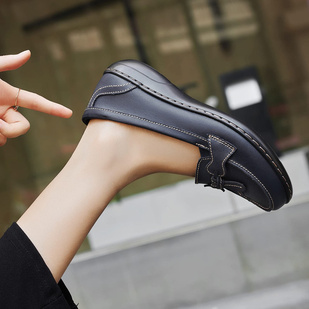 Artisure Women's Classic Comfort Leather Loafers Casual Slip-Ons Stylish Tassel Dress Shoes Cute Work Office Flats Everyday Walking Shoes