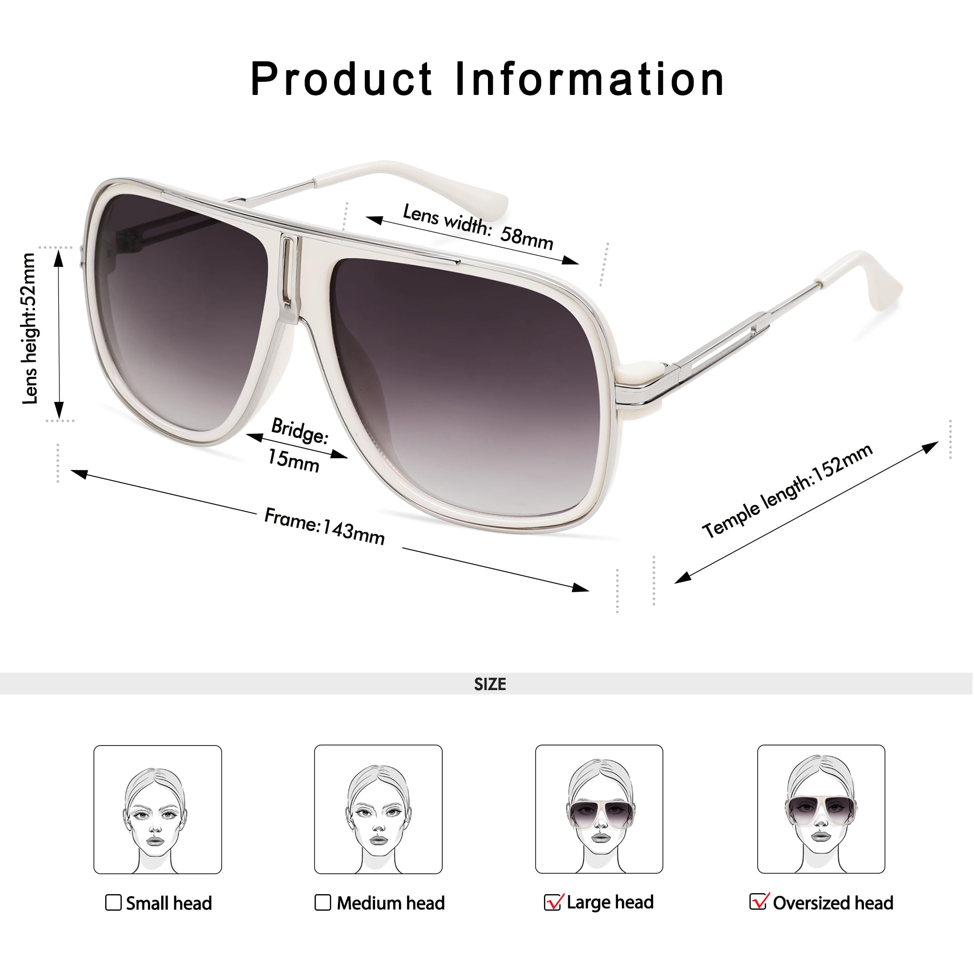 Retro Aviator Sunglasses for Women Men Oversized 70s 90s Square Womens Mens Sunnies AP3683
