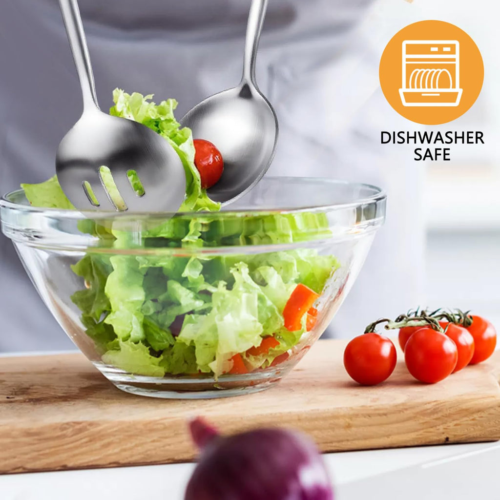 Gold Stainless Steel Serving Utensils Set, 5 Pcs - 10.8 Inch Serving Fork, 10.3 Inch Slotted Spoon, Sugar Spoon, Butter Knife for Buffet