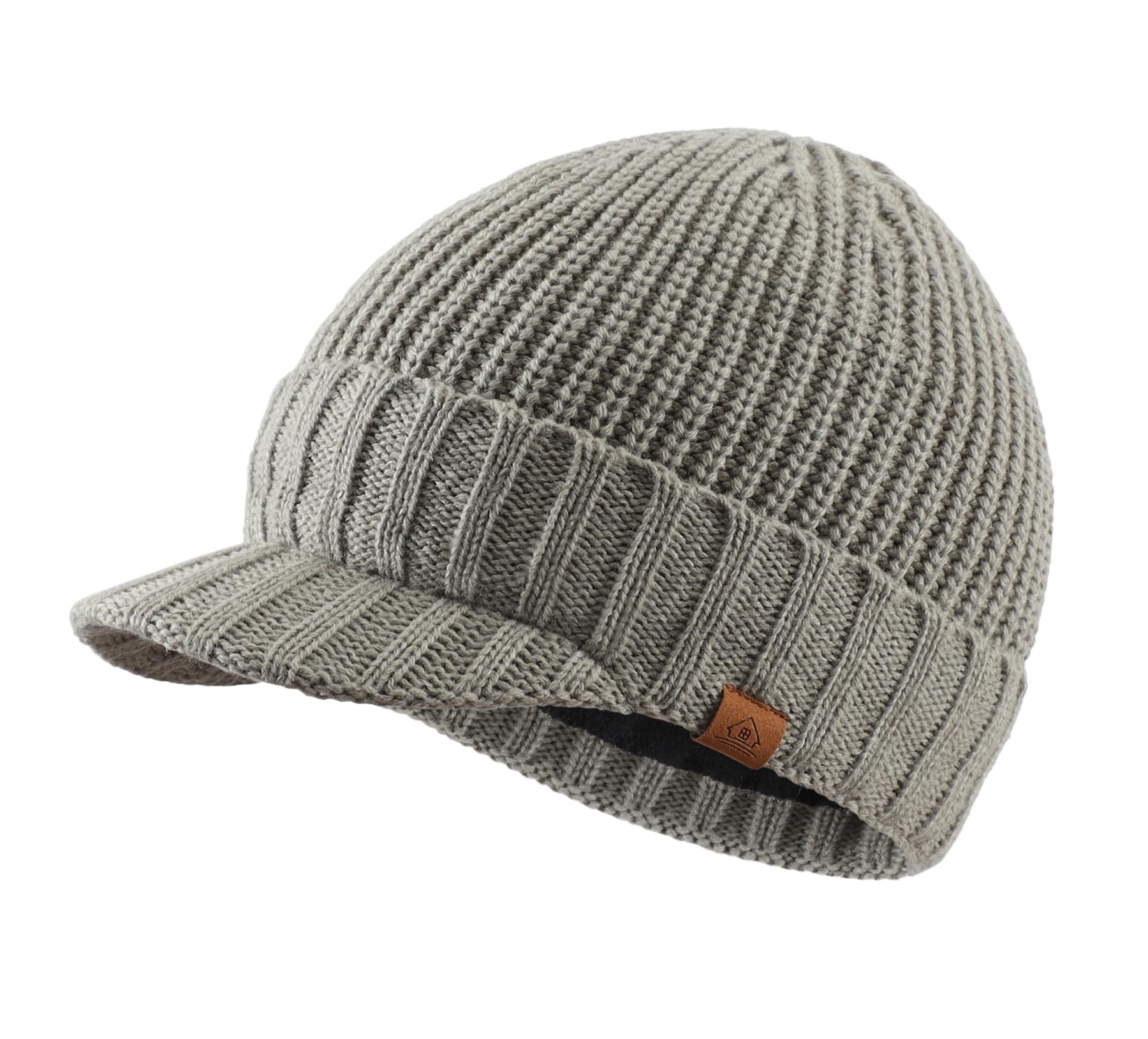 Home Prefer Men's Winter Hat Thick Knit Beanie Cap with Visor Newsboy Beanie Hat