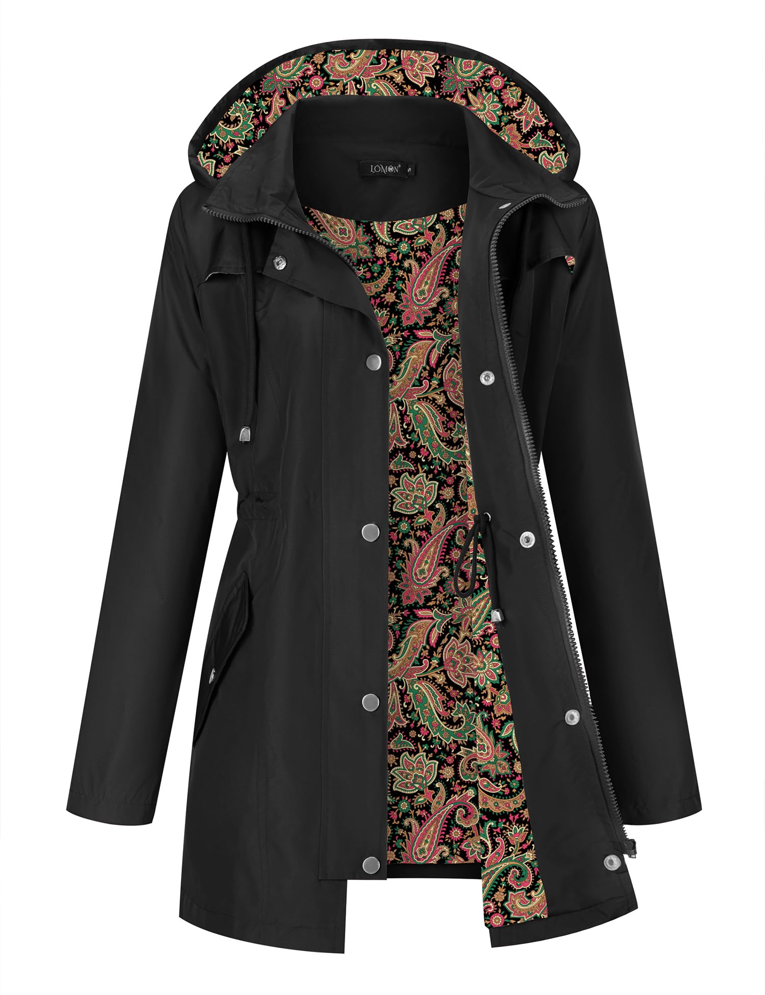 LOMON Women Waterproof Outdoor Hiking Raincoat Women Lined Rain Jacket Lightweight Hooded Jackets Trench Coats