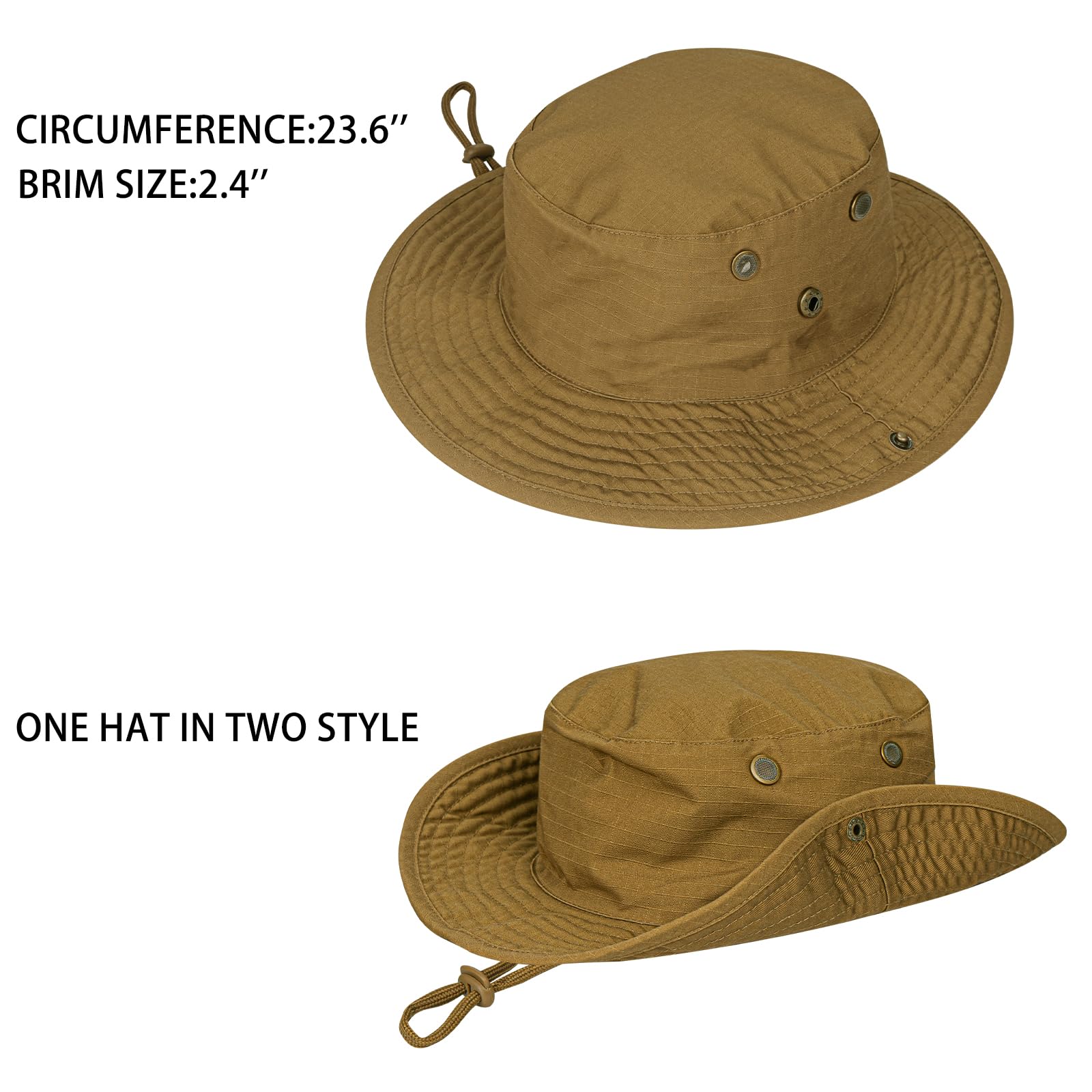 Sun Hats for Men Women Boonie Hat Foldable Fishing Hat UPF 50+ Bucket Hat for Fishing Hiking Garden Safari Beach