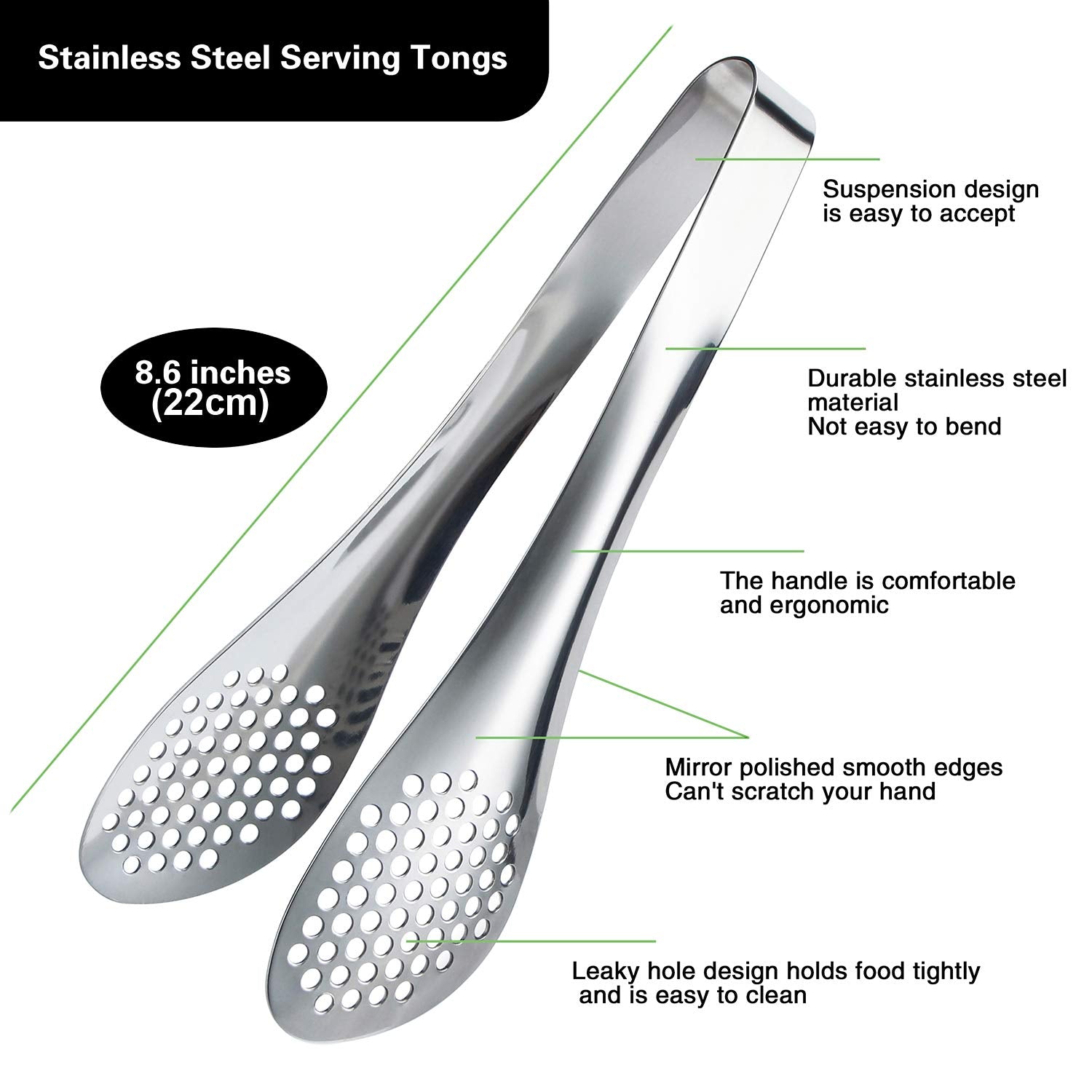 MSY BIGSUNNY 9 inch Buffet Tongs, Set of 2 Stainless Steel Food Serving Tongs