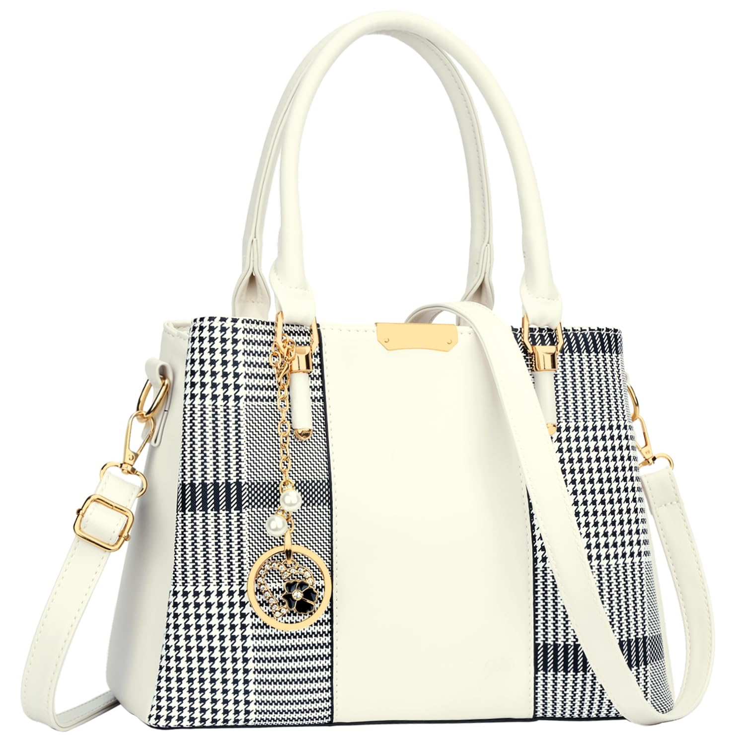 KKXIU 3 Zippered Compartments Purses and Handbags for Women Top Handle Satchel Shoulder Ladies Bags