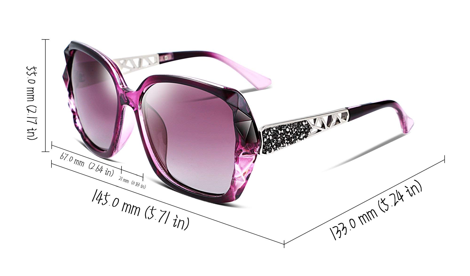 FEISEDY Polarized Women Square Sunglasses Sparkling Composite Shiny Frame B2289