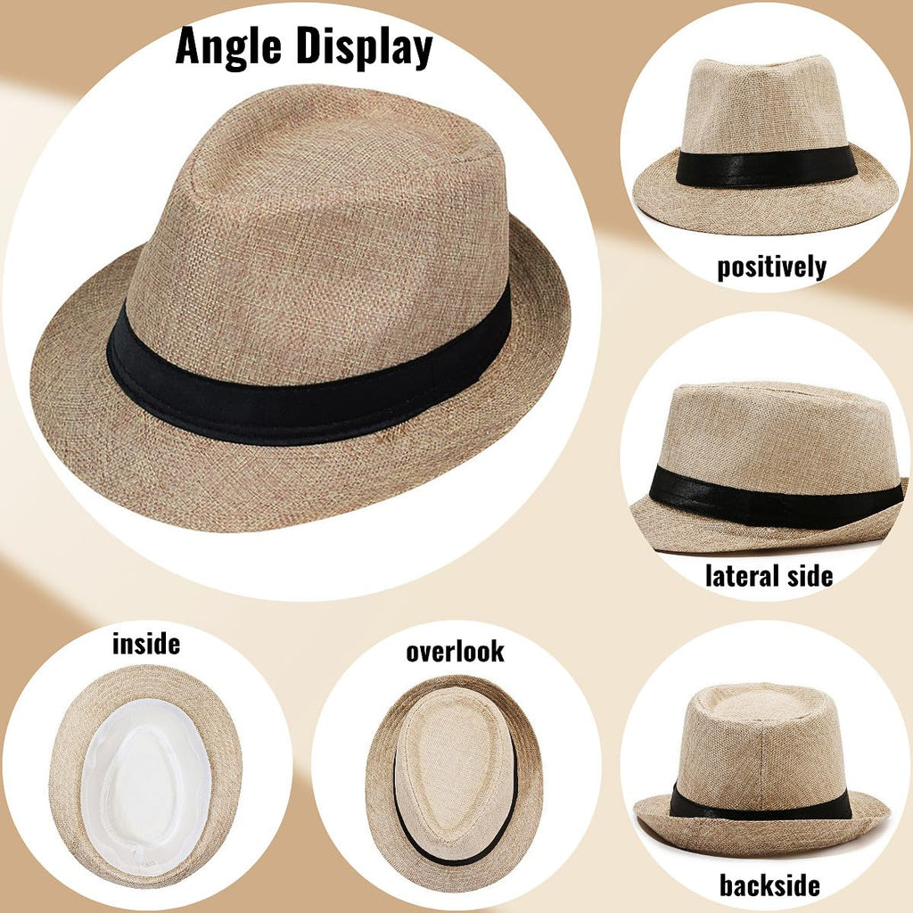 Giroir Fedora Hats for Men Women Short Brim Unisex Summer Beach Style 1920s Party Accessories