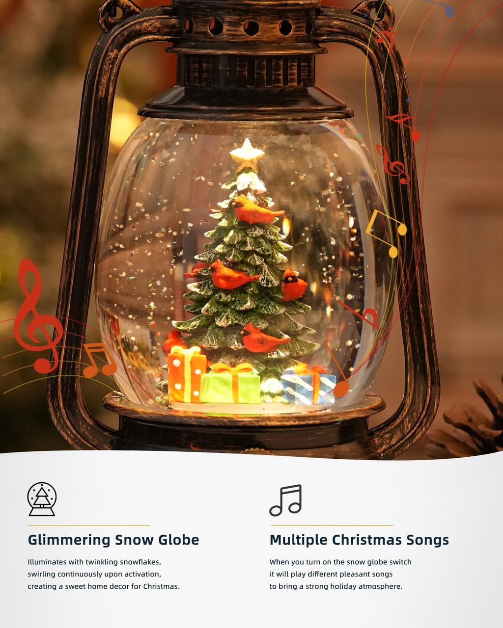 Fall Decor Snow Globe Thanksgiving Decoration Turkey Lantern Light-Up 6H Timer Halloween Pumpkin Glitter Autumn Scene Snow Globes Fall Decoration for Home