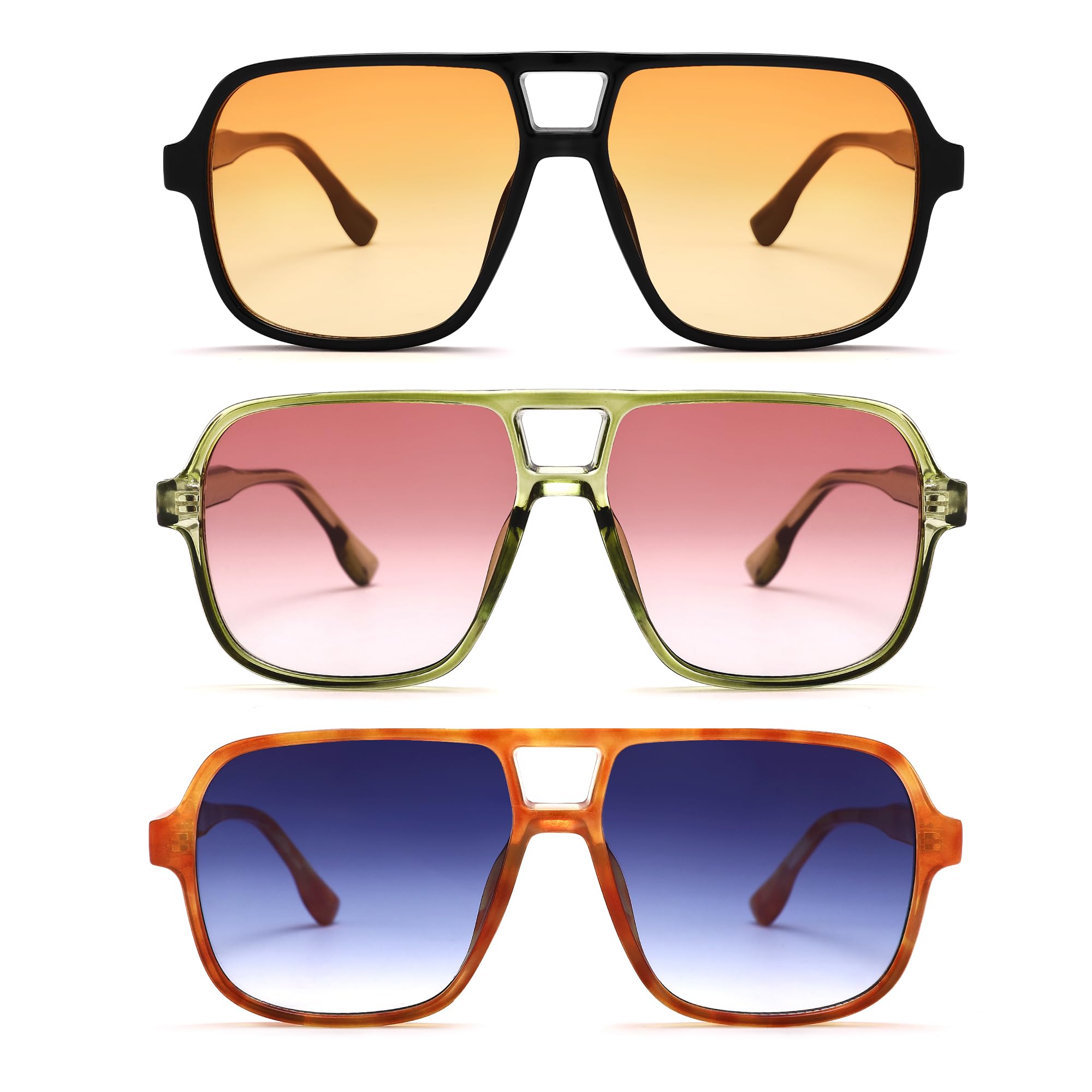 Oversized Aviator Sunglasses for Women Men - Retro 70s Square Shades Sun Glasses