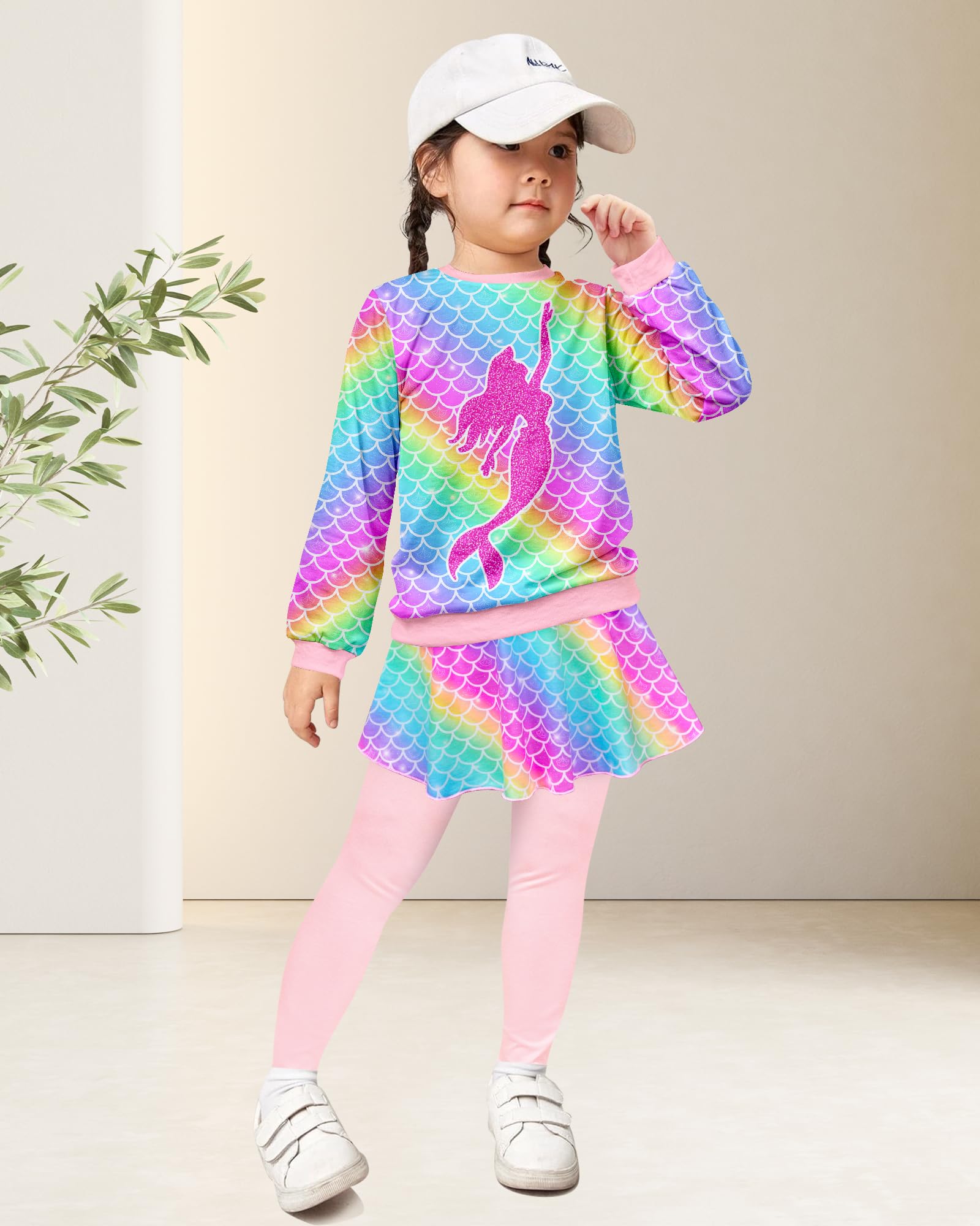 Toddler Kid Girl Clothing Set Outfit Long Sleeve Top, Unicorn Print Pantskirts Fall Winter Outfit Set