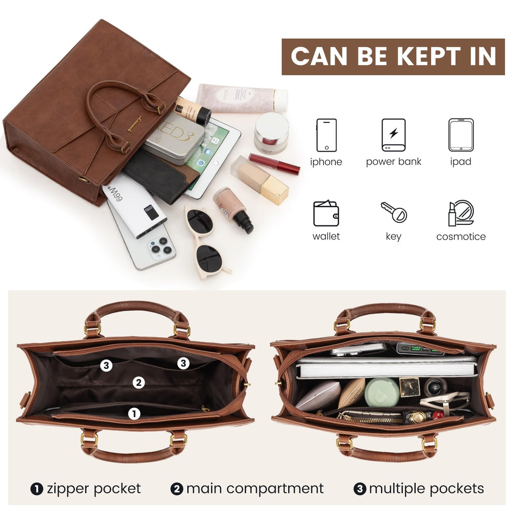 LOVEVOOK Purses for Women,Satchel Handbags Tote Bag, Black Pu Leather Shoulder Crossbody Top Handle Purse with Zipper