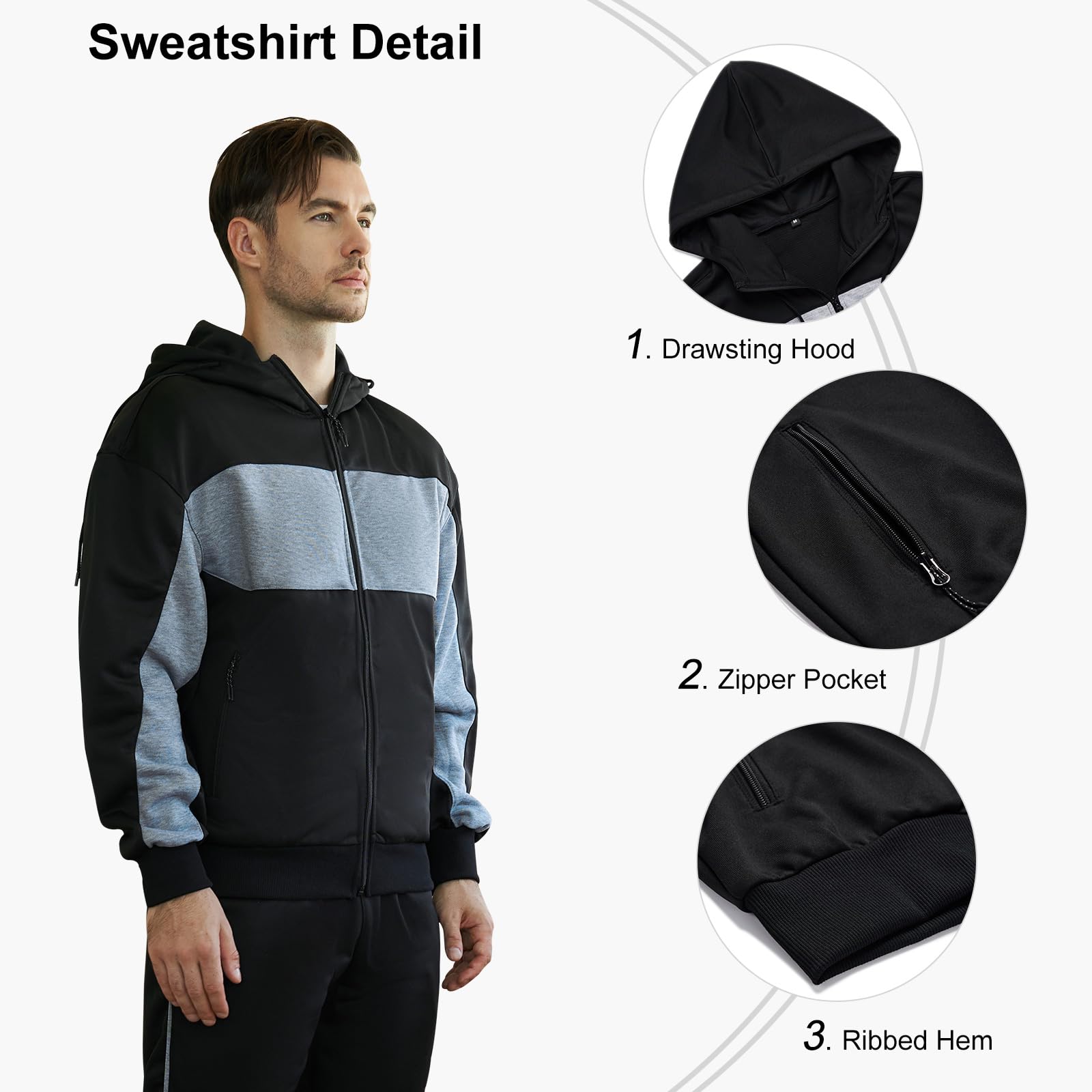 LBL Leading the Better Life Men's Casual Tracksuit Long Sleeve Sweat Suit Running Jogging Athletic Sports Set