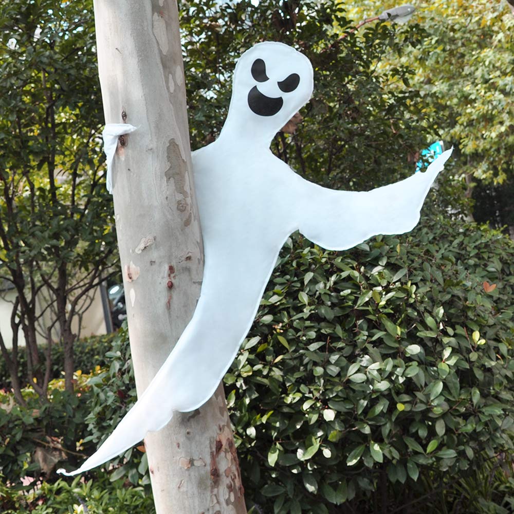 JOYIN 53” Halloween Bendable Tree Wrap Ghost Decoration for Halloween Outdoor, Lawn, Tree, Pillar Decorations, Ghost Party Supplies