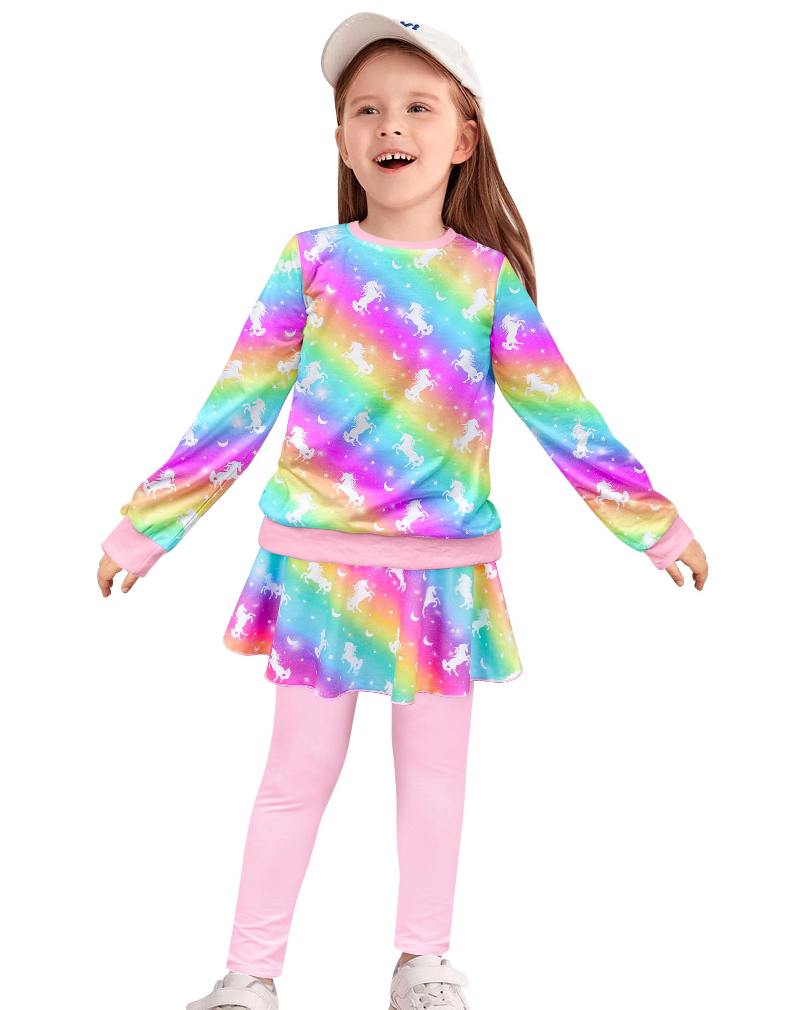 Toddler Kid Girl Clothing Set Outfit Long Sleeve Top, Unicorn Print Pantskirts Fall Winter Outfit Set