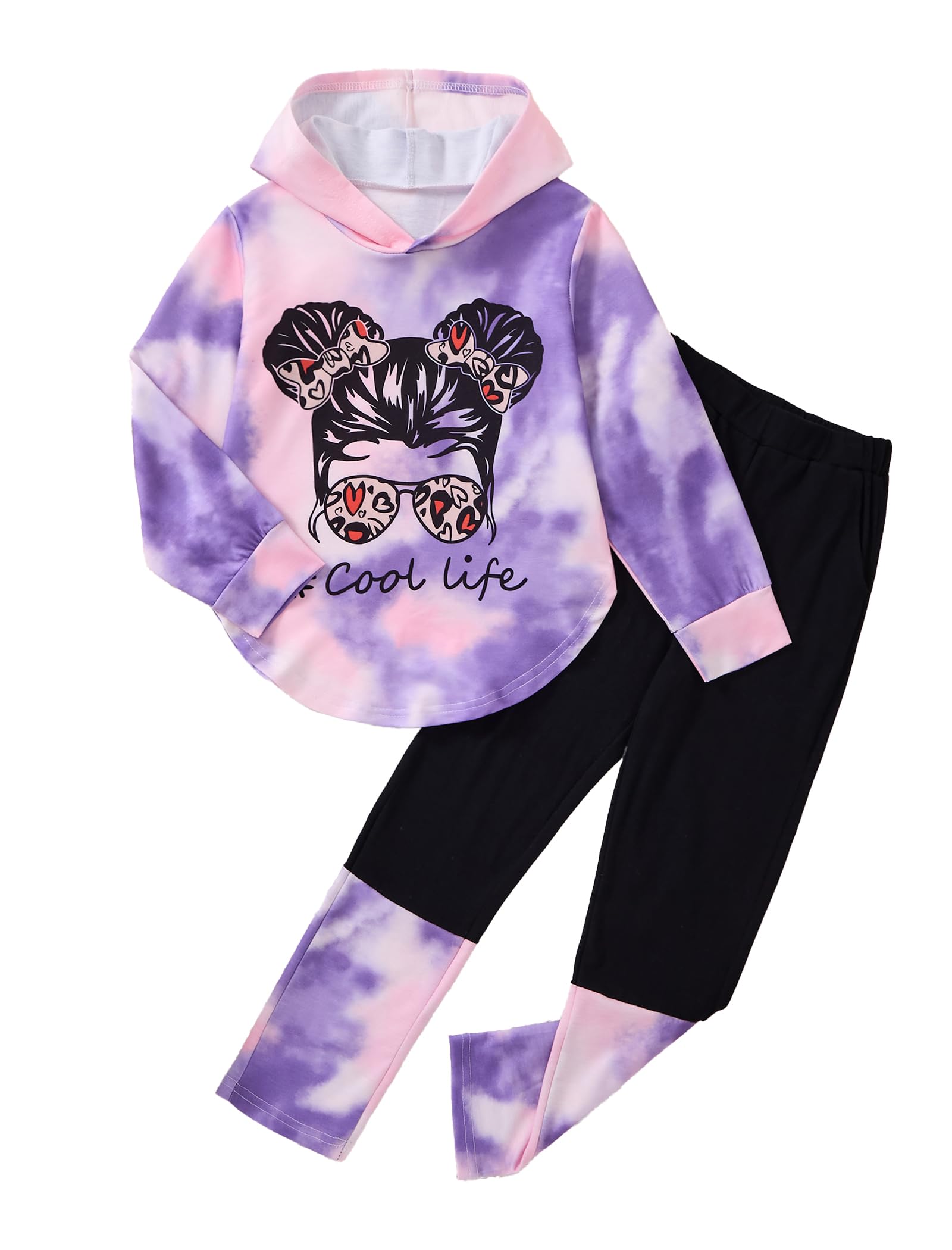 Girls Clothes Tie Dye Long Sleeve Hoodie Sweatshirt and Pants Sets Cute Girl Outfits Size 5-14 Years