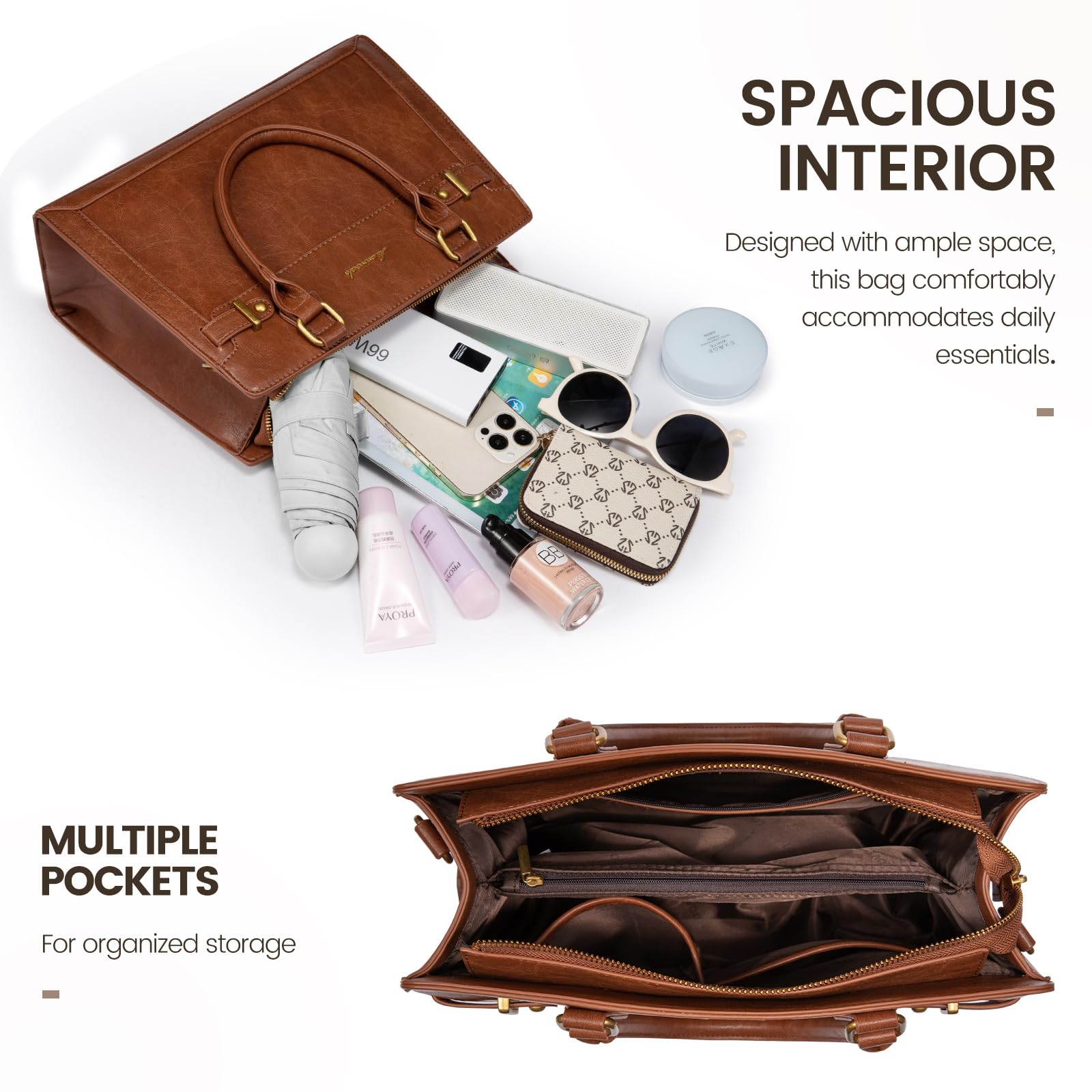 LOVEVOOK Purses and Handbags for Women, Tote Shoulder Bag Satchel Black Purse and PU Leather Top Handle for ladies