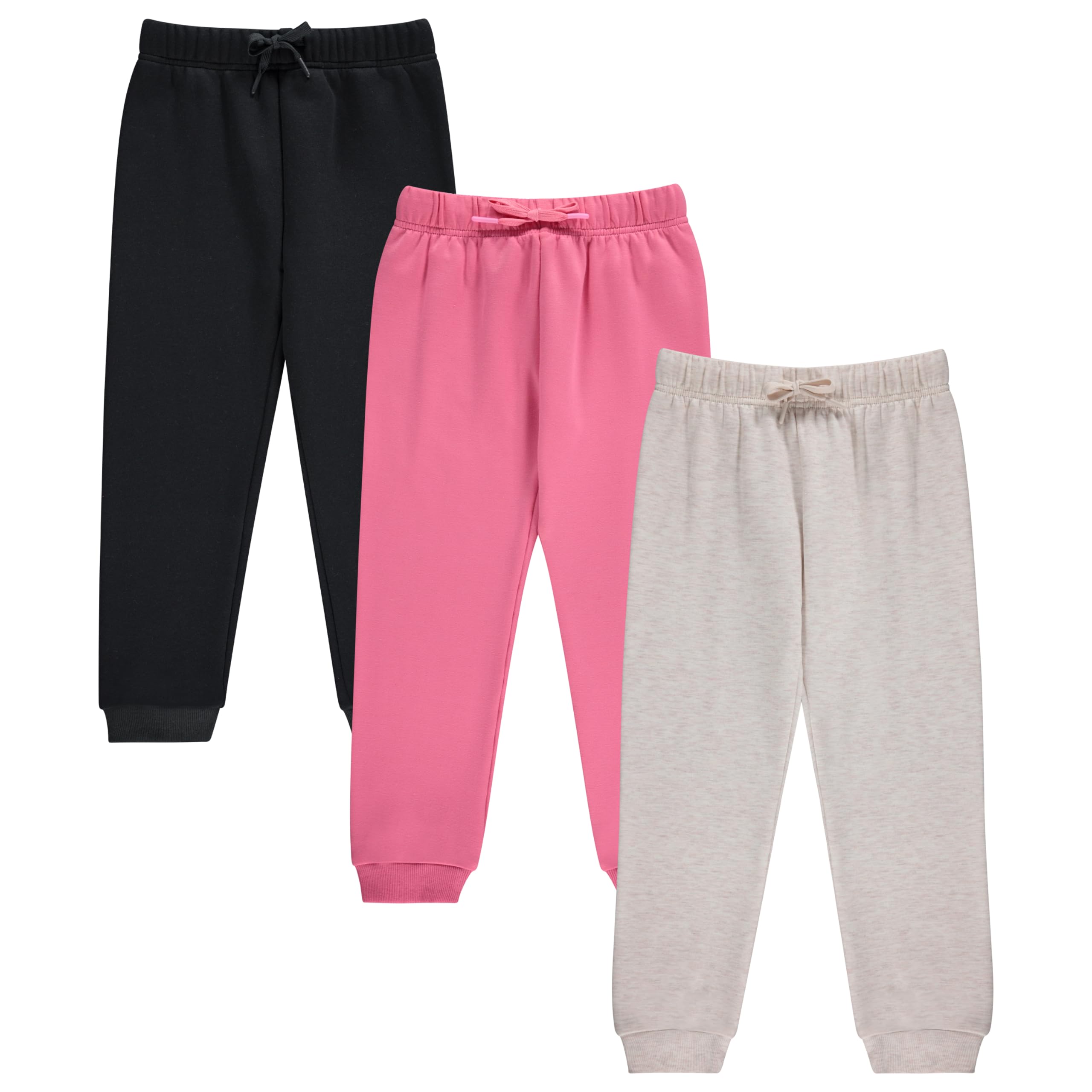 BTween Kids Girls Fashion Stretch Waist Ultra Soft Jogger Pants Set 3 Pack Bundle