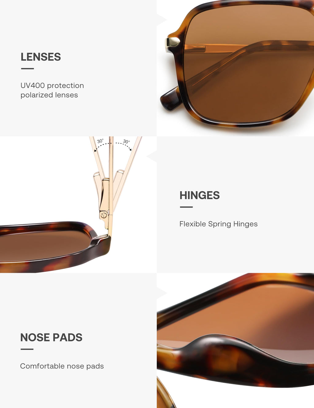 SOJOS Sunglasses for Women & Men, Square, Retro, Polarized Lens, Trendy Aviator, 90s Shades