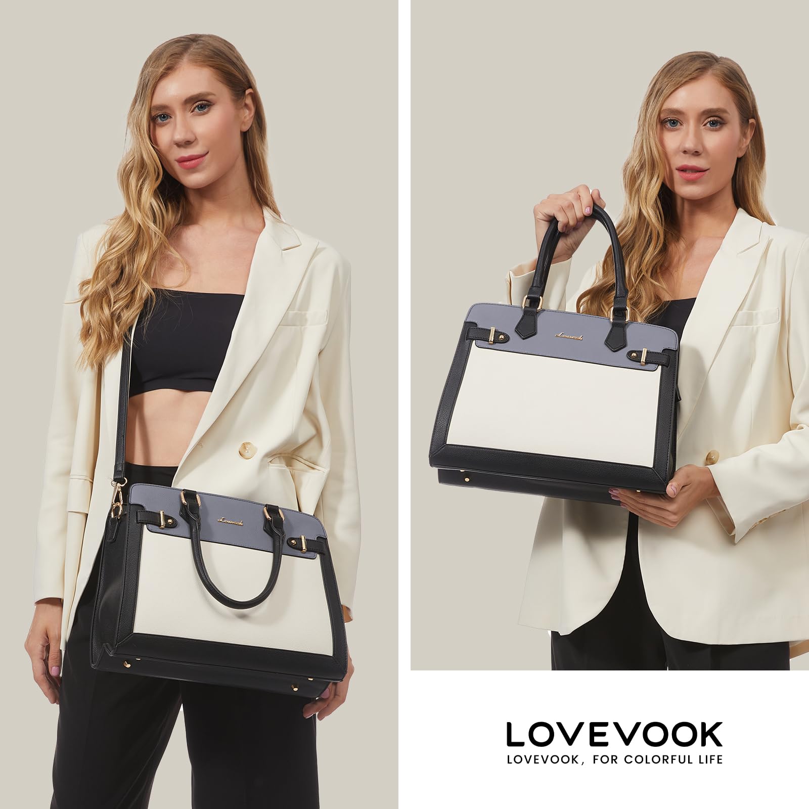 LOVEVOOK Purses and Handbags for Women, Tote Shoulder Bag Satchel Black Purse and PU Leather Top Handle for ladies