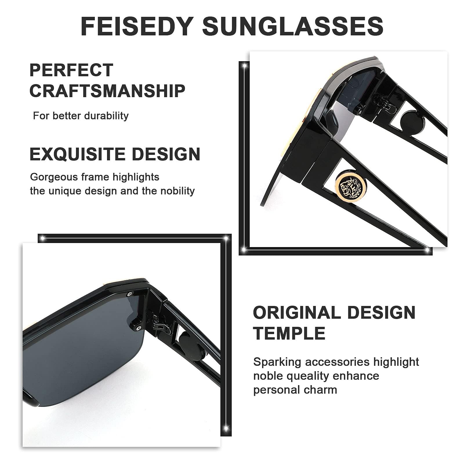 FEISEDY Square Oversized Sunglasses for Men Women, Flat Top Shield One Piece Lens Sun Glasses Shades B2765