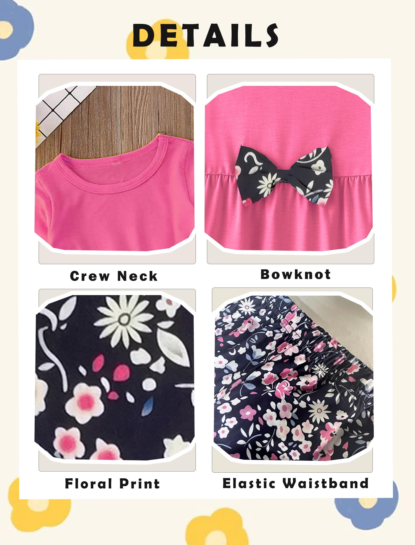 Yekaty Girls Clothing Set 2 Pcs Floral Soft Crewneck Long Sleeve Top+Leggings Loose Outfits With Bowknot