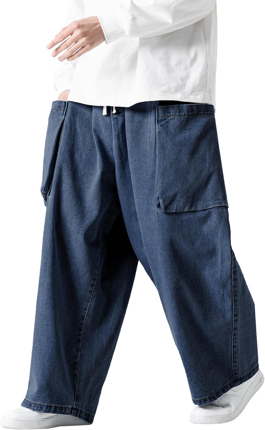 DOSLAVIDA Baggy Jeans for Men Wide Leg Hip Hop Jean Stylish Loose Fit Denim Pants Casual Streetwear Skateboard Pants