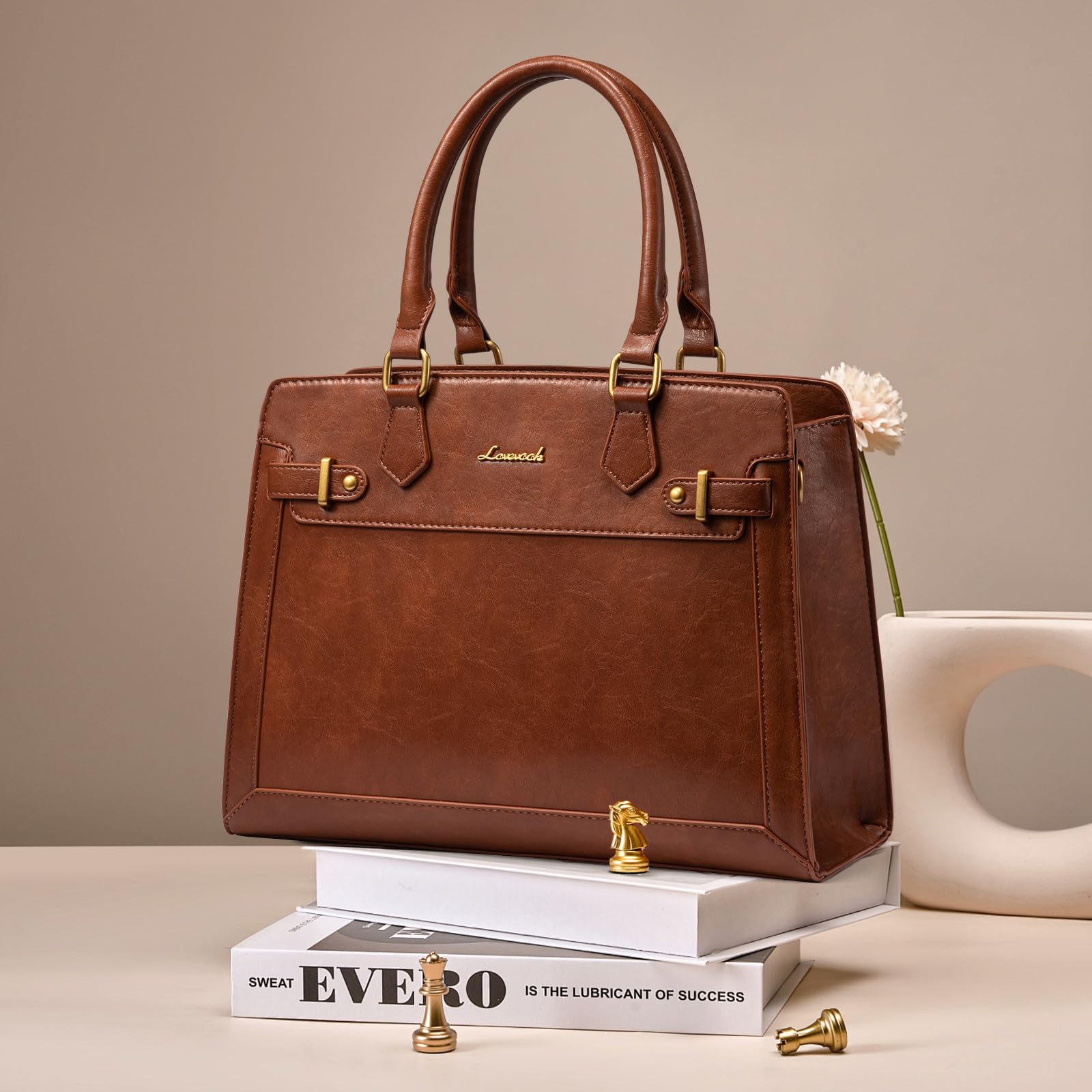 LOVEVOOK Purses and Handbags for Women, Tote Shoulder Bag Satchel Black Purse and PU Leather Top Handle for ladies