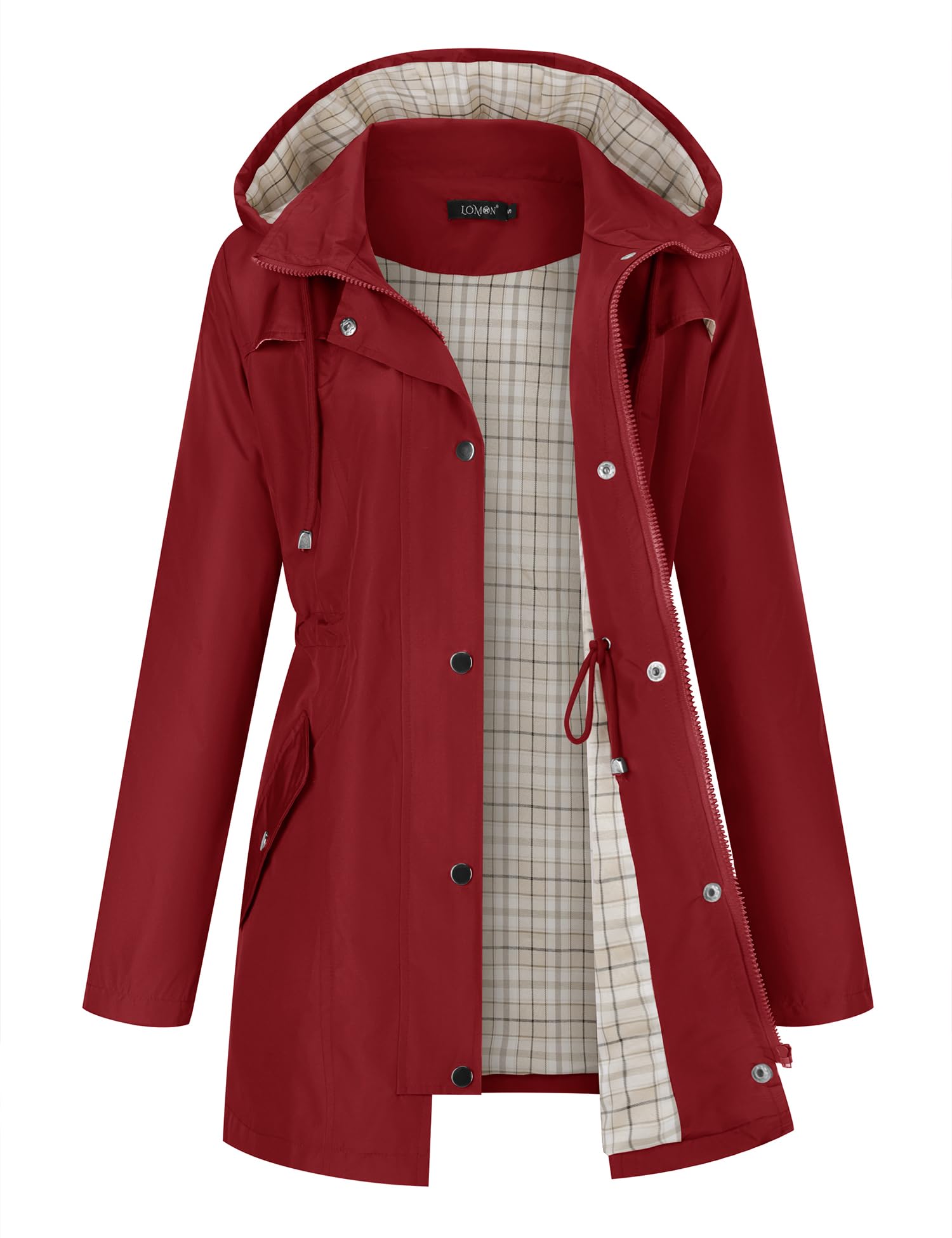 LOMON Women Waterproof Outdoor Hiking Raincoat Women Lined Rain Jacket Lightweight Hooded Jackets Trench Coats