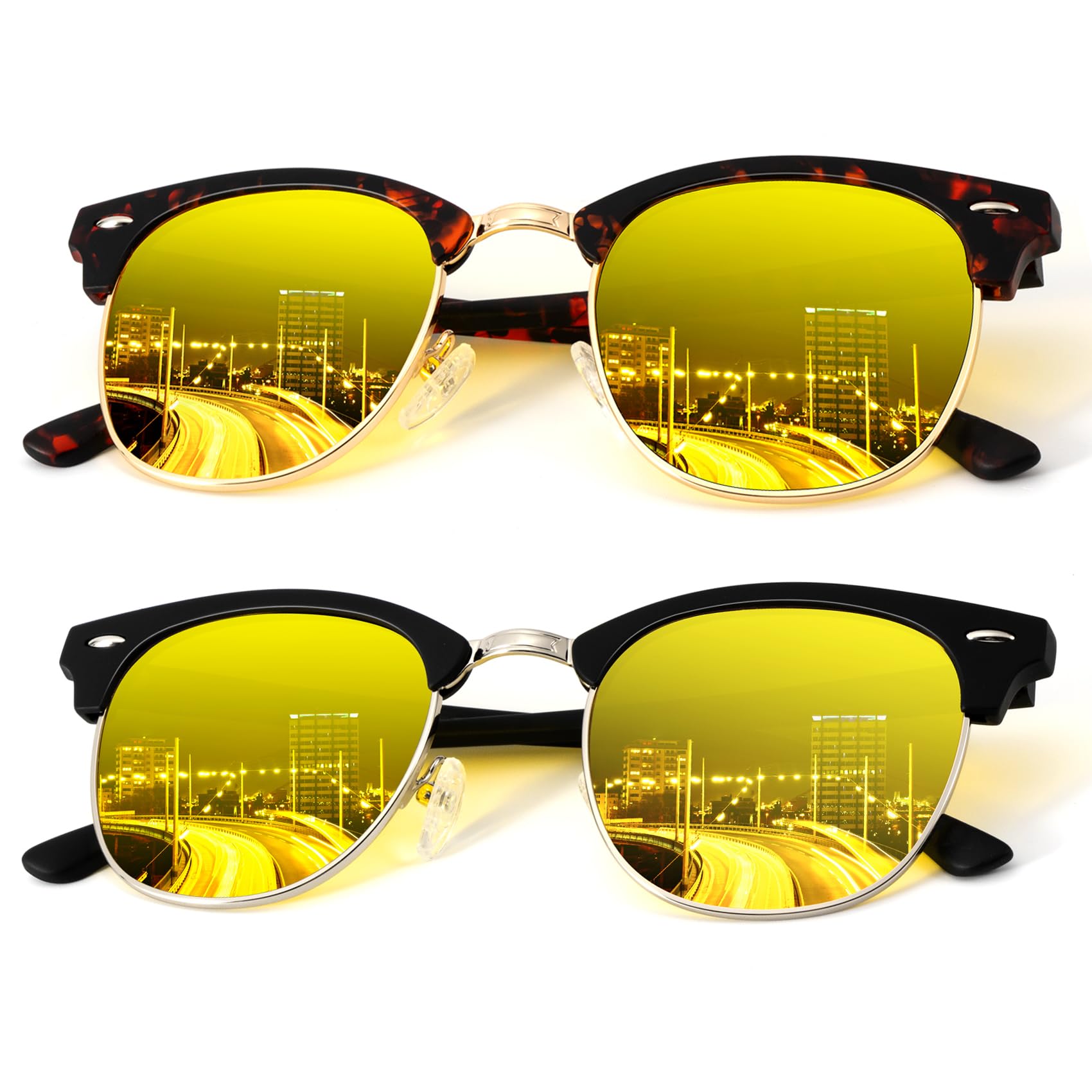 KALIYADI Polarized Sunglasses for Men and Women Semi-Rimless Frame Driving Sun glasses UV Blocking