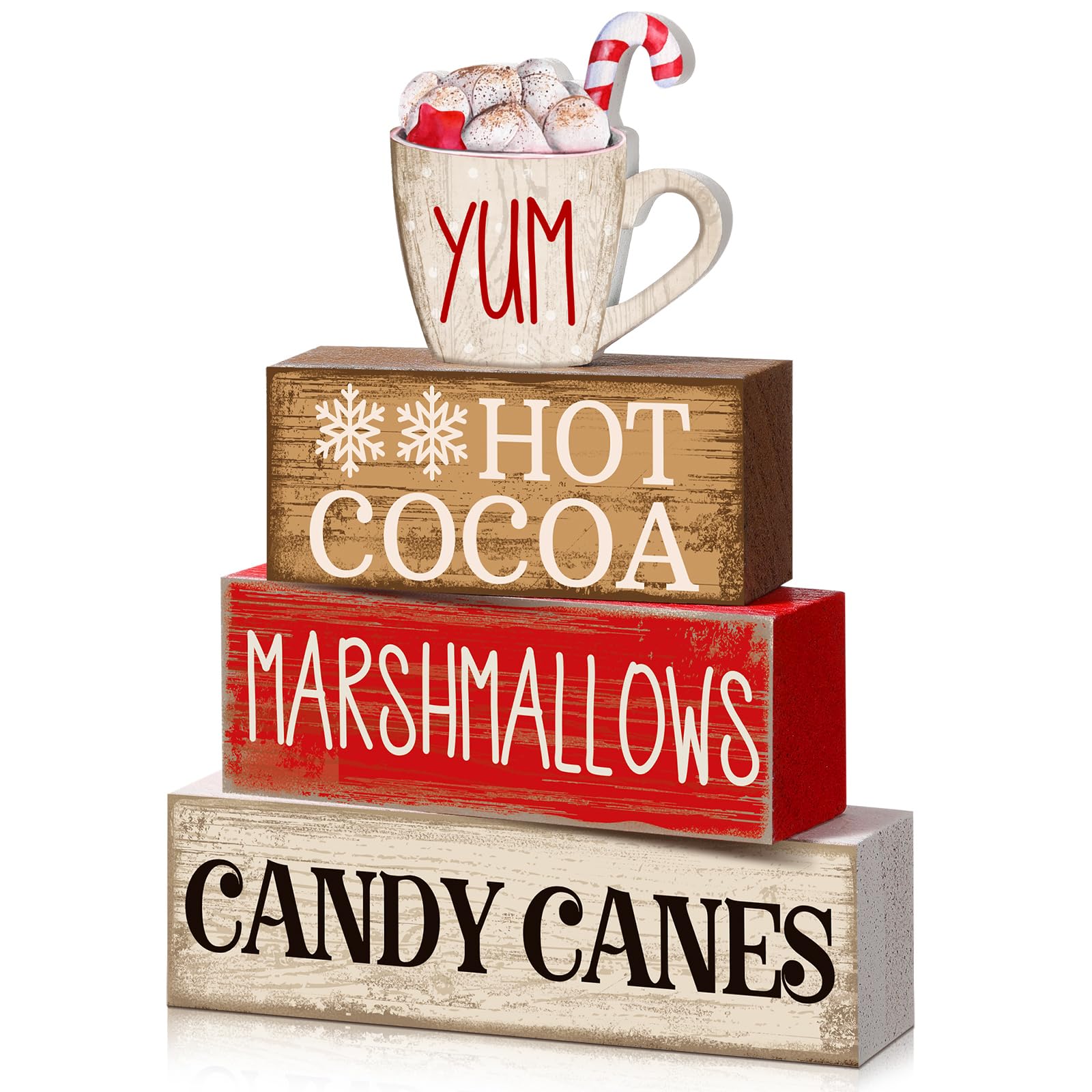 4 Pcs Fall Decor Wooden Maple Leaf Decoration Fall Tiered Tray Decor Rustic Wooden Maple Leaf Block Sign Gift Thanksgiving Table Centerpiece Farmhouse for Autumn Harvest Party Home Kitchen