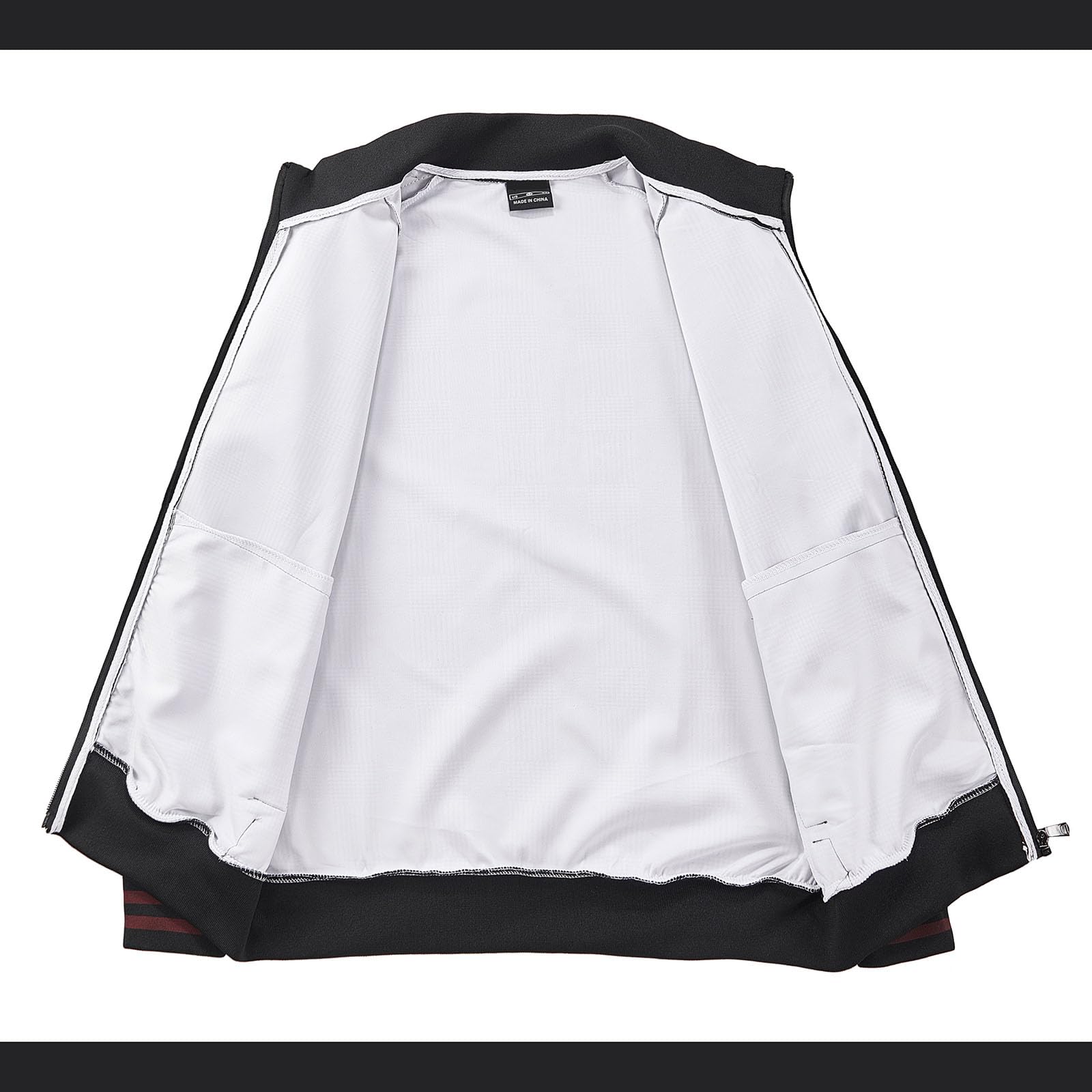 Men Tracksuits Full-zip Long Sleeve Plaid Track Jackets and Pants 2 Piece