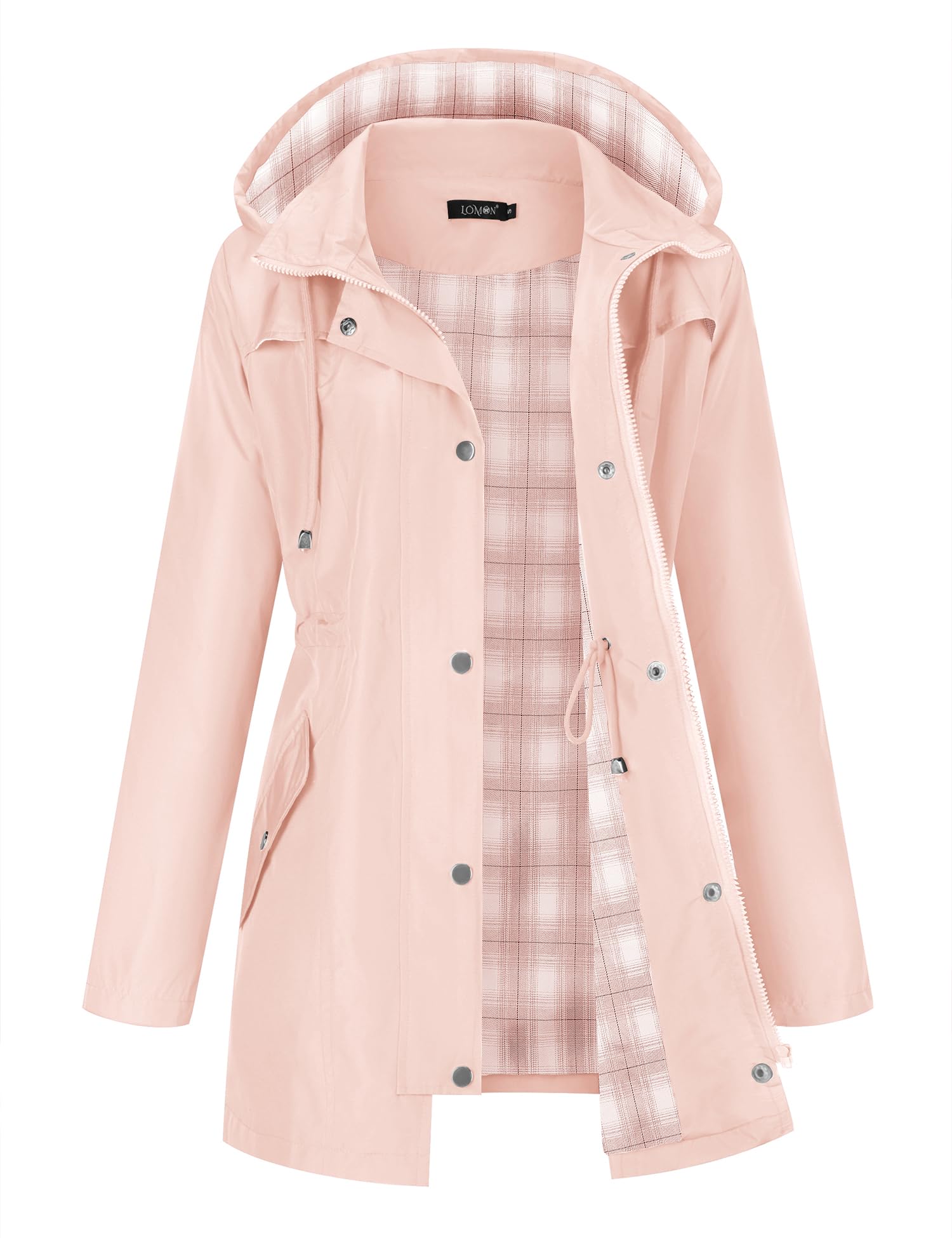 LOMON Women Waterproof Outdoor Hiking Raincoat Women Lined Rain Jacket Lightweight Hooded Jackets Trench Coats
