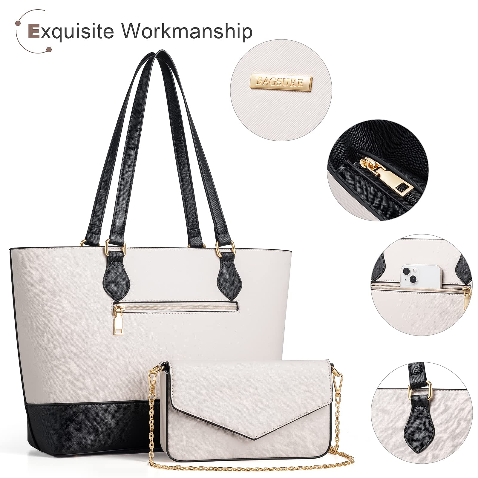 4PCS Women Fashion Handbags Purses Wallet Shoulder Bags Casual Tote Bag Crossbody Bags, Handbag Set Gift for Ladies Girls