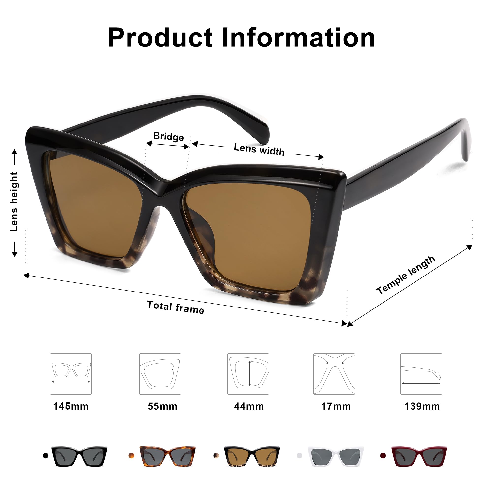 SOJOS Trendy Oversized Cateye Sunglasses Womens UV400 Large Designer Shades Lentes De Sol Para Mujer SJ2347