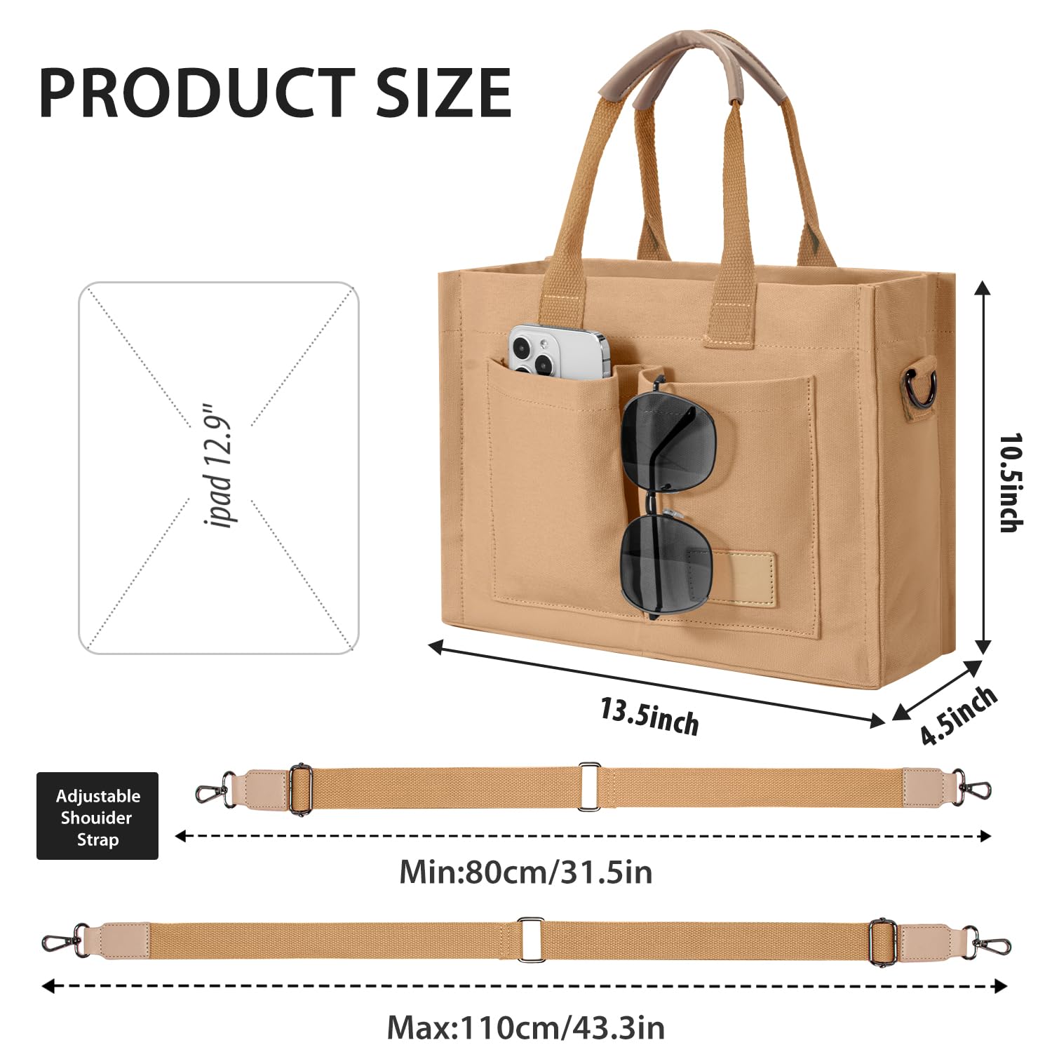 Tote Bags for Women Canvas Tote Purse Crossbody with Pockets Top Handle Shoulder Satchel Bag for Women