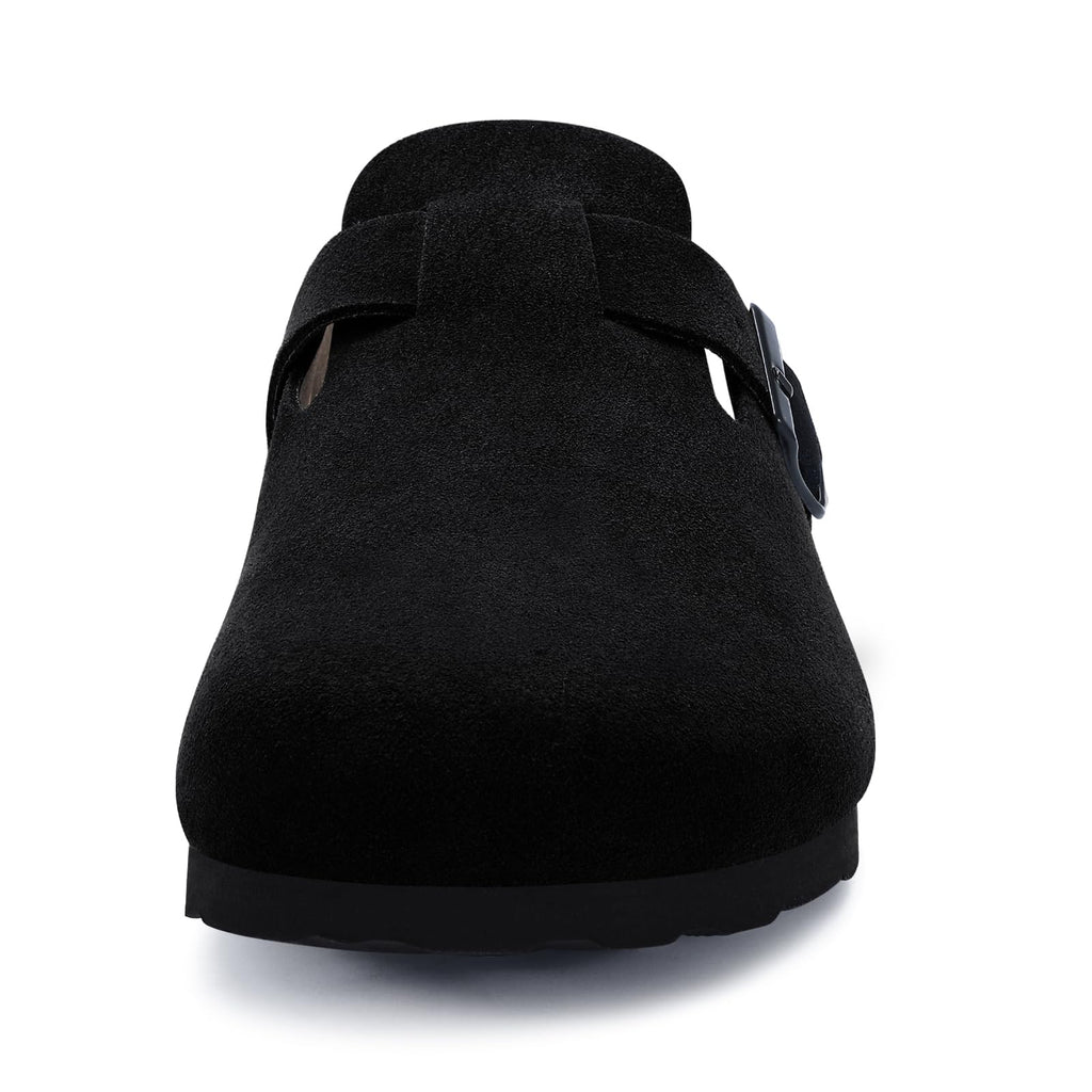 Litfun Women's Genuine Suede Clogs Soft Footbed Leather Potato Shoes Comfort Slip On Clogs with Arch Support