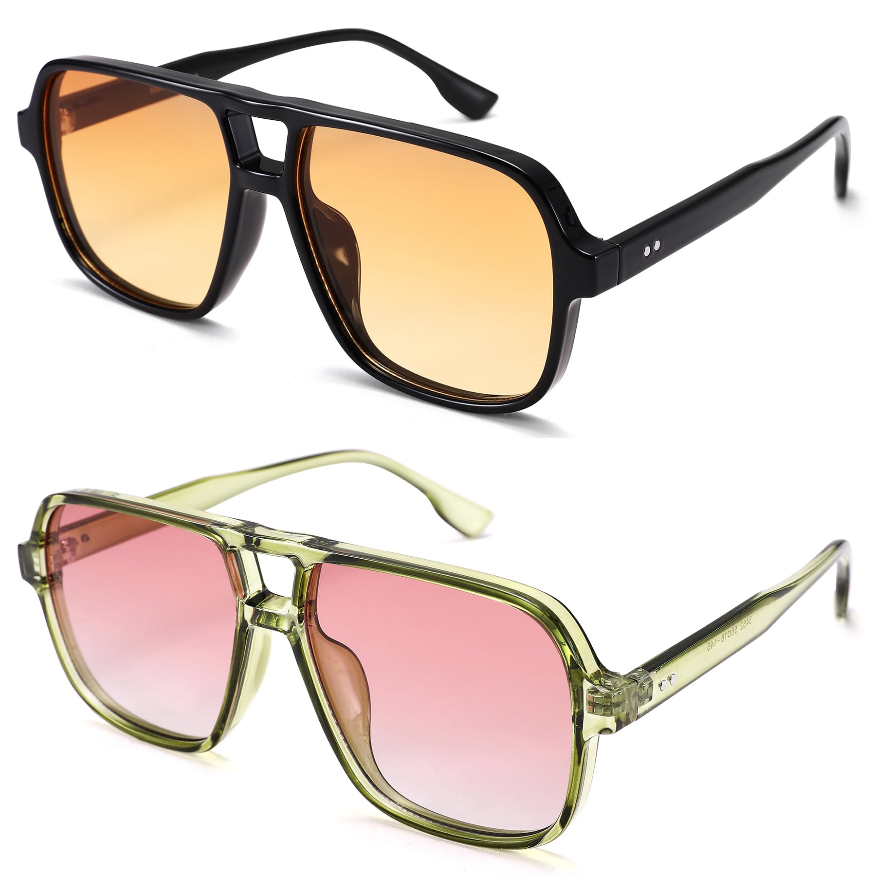 Oversized Aviator Sunglasses for Women Men - Retro 70s Square Shades Sun Glasses