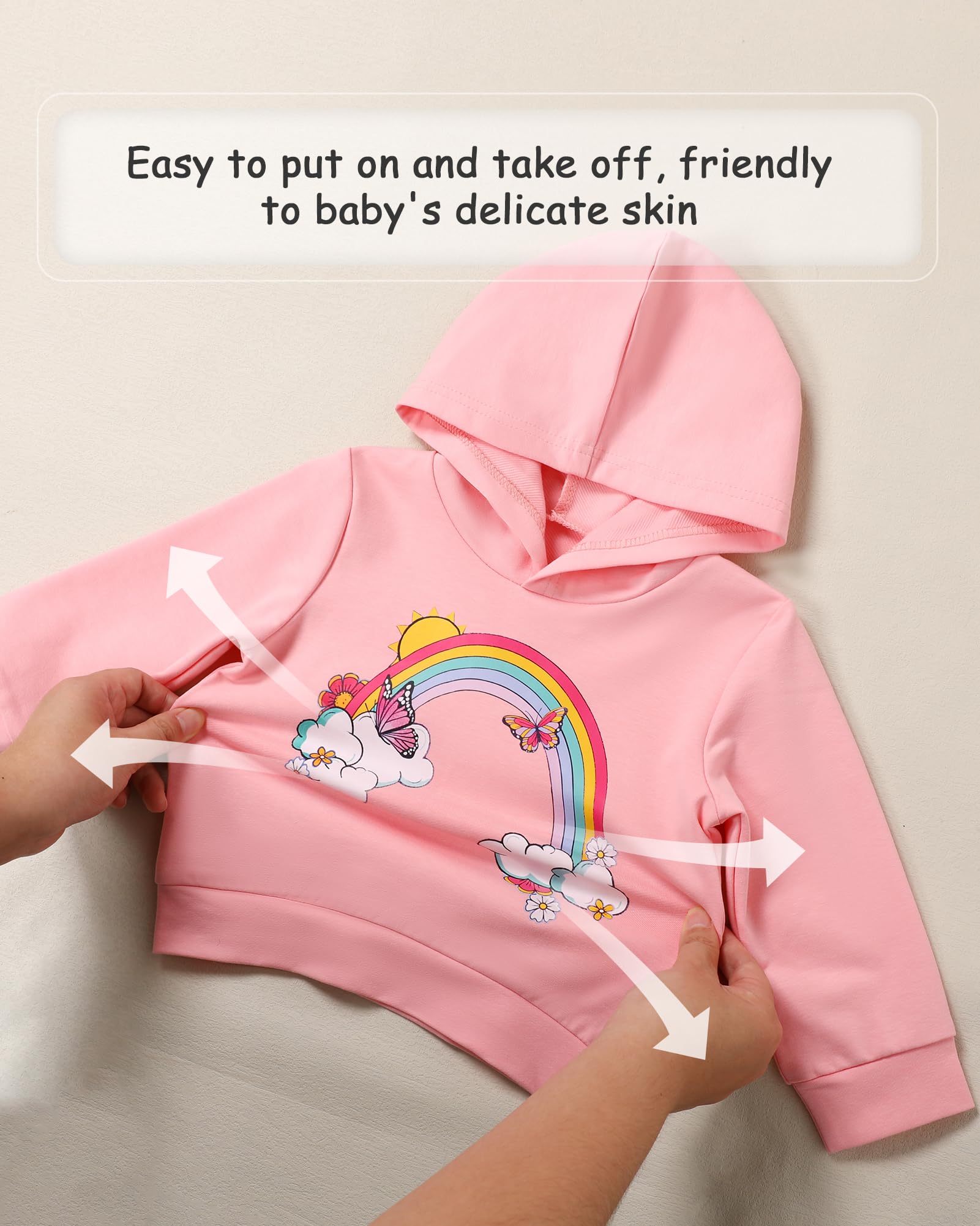 Coco&RARA Toddler Girls Clothes Baby Hoodie Sweatshirt Flower Sweatpants Outfits 2pcs Fall Winter Tracksuit Set 18M-6T