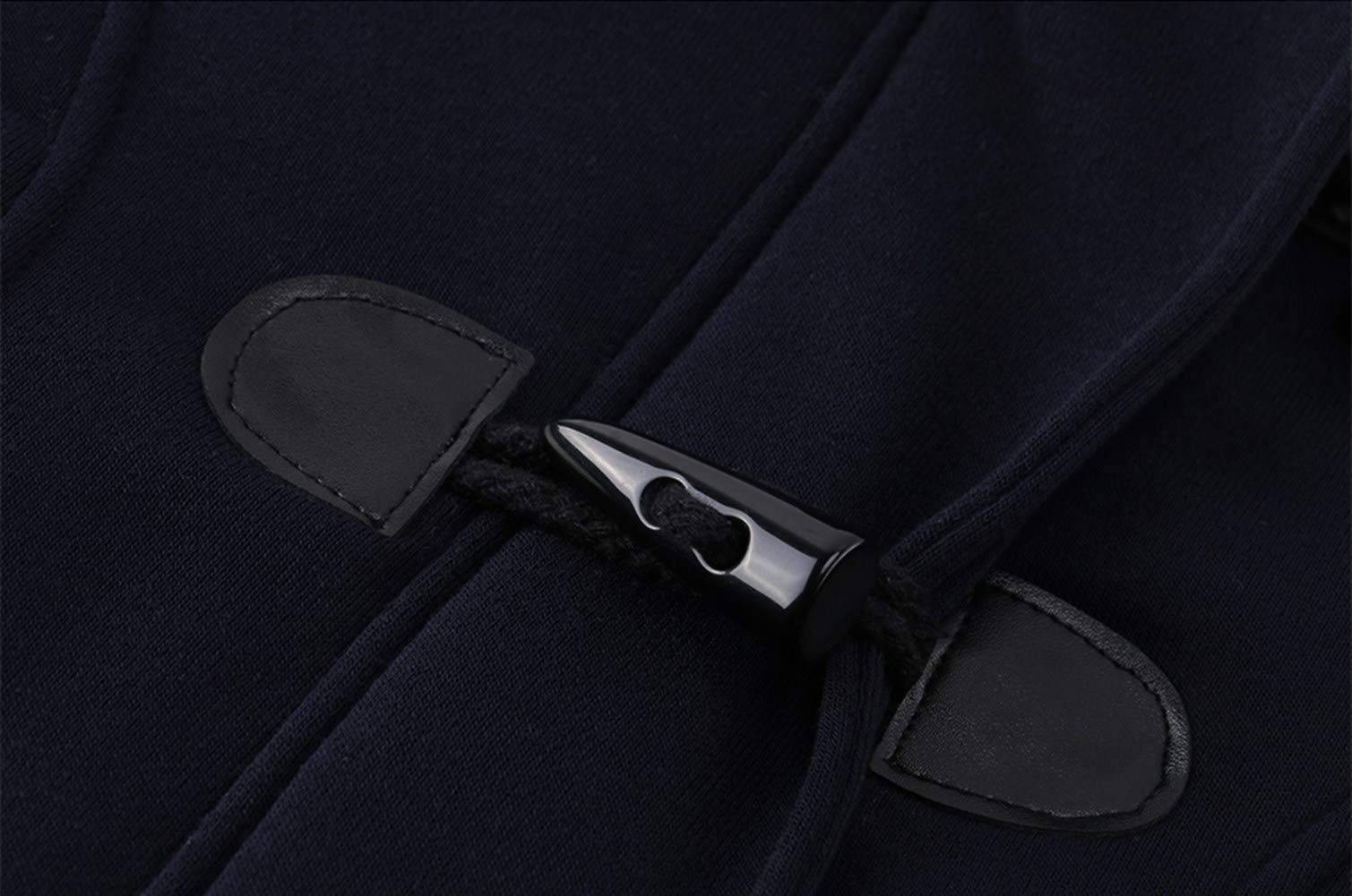 JiangWu Womens Fashion Horn Button Fleece Thicken Coat with Hood Winter Warm Jacket