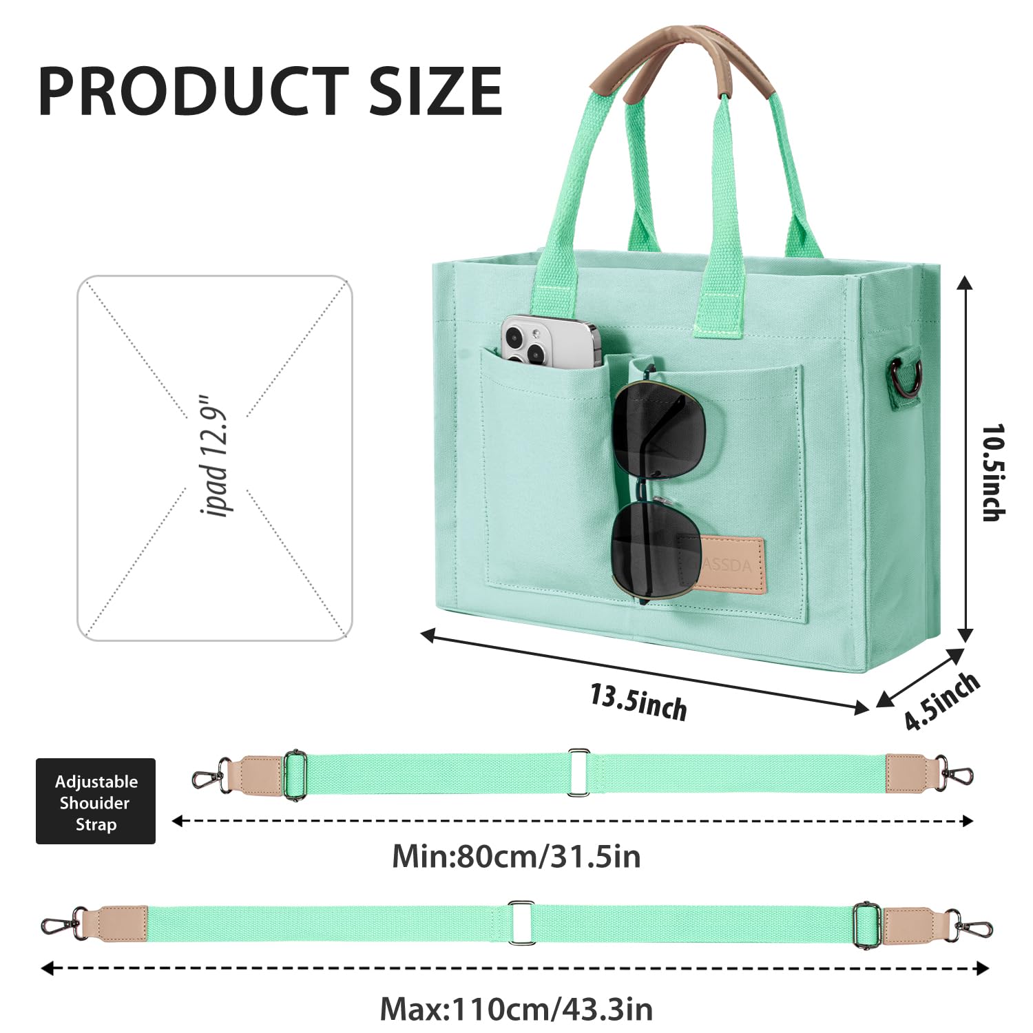 Tote Bags for Women Canvas Tote Purse Crossbody with Pockets Top Handle Shoulder Satchel Bag for Women