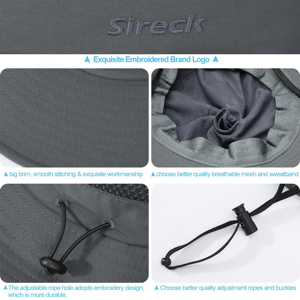 Fishing Hat, UPF50+ Wide Brim Sun Hat for Men Women, UV Protection Hiking Beach Bucket Hats Summer Safari Hat