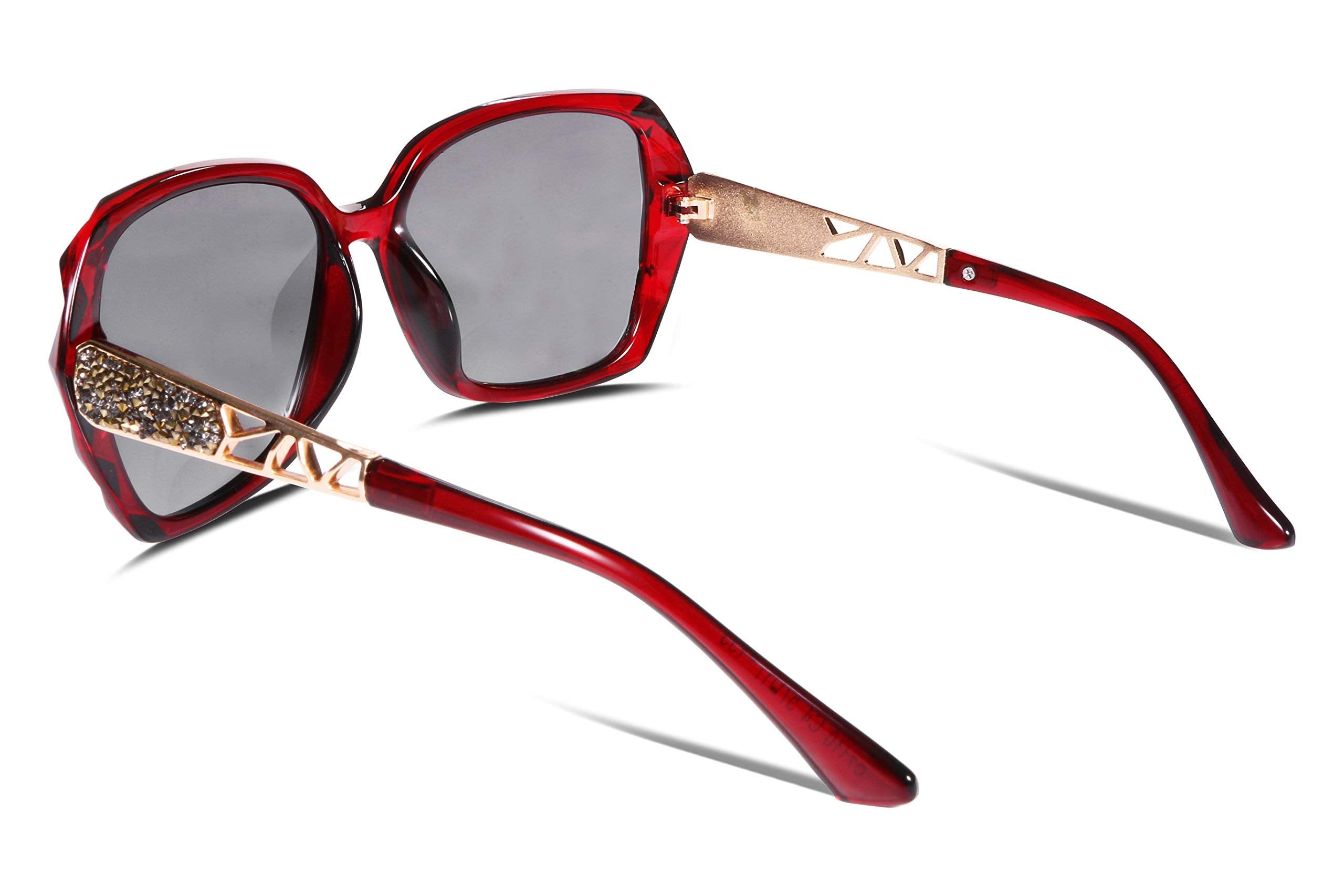 FEISEDY Polarized Women Square Sunglasses Sparkling Composite Shiny Frame B2289