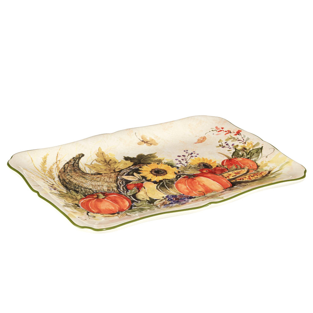 Certified International Harvest Morning Rectangular Platter, 14'' x 10'', Multicolor, Large