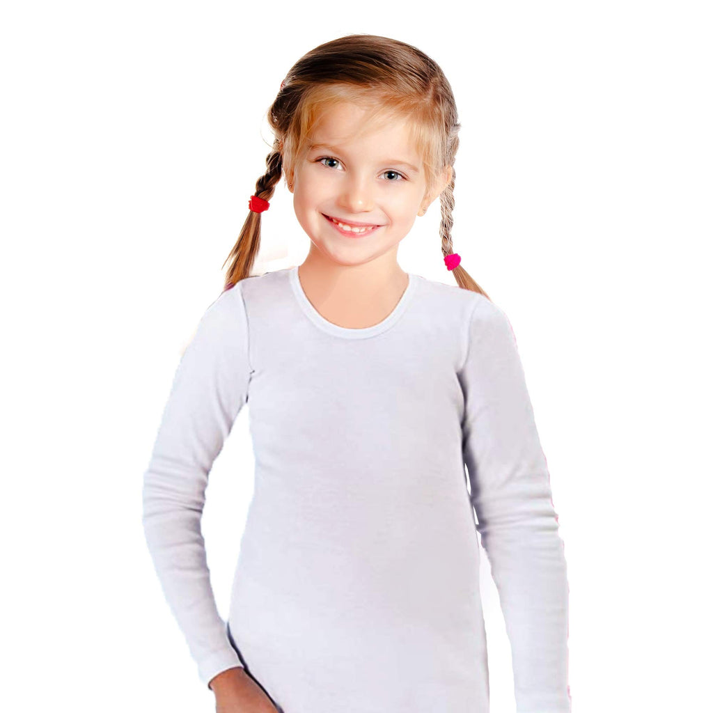 Brix Girls' Long Sleeve Tees - 100% Cotton Tagless 4 -Pack Crew Neck Super Soft Cotton T Shirts.