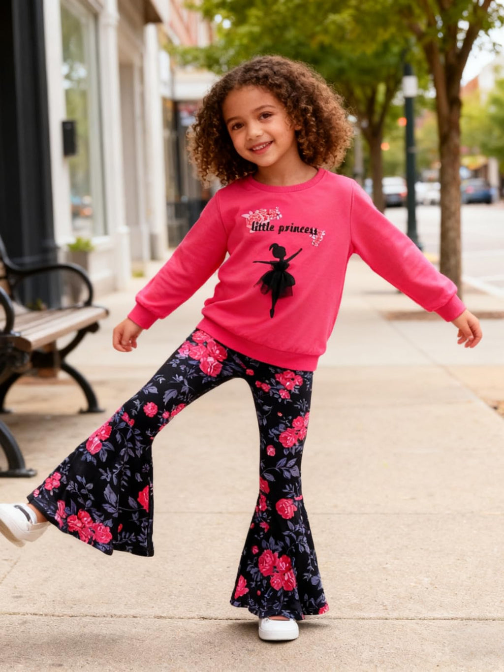 3-9 T Kids Toddler Girl Clothes Letter Print Sweatshirt Flared Pants 2Pc Outfits Set