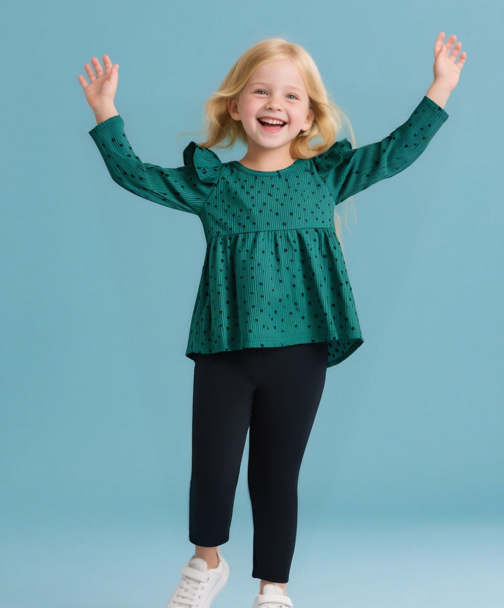 Toddler Girl Clothes Ruffle Long Sleeve Heart Print Tops and Pants 2PC Little Girl Winter Outfits Size (4-7T)